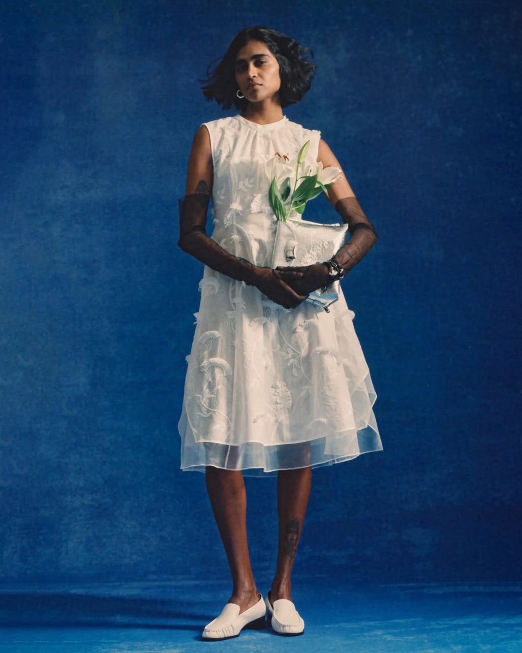 Floral Fil-Coupé Cotton Organza Midi Dress