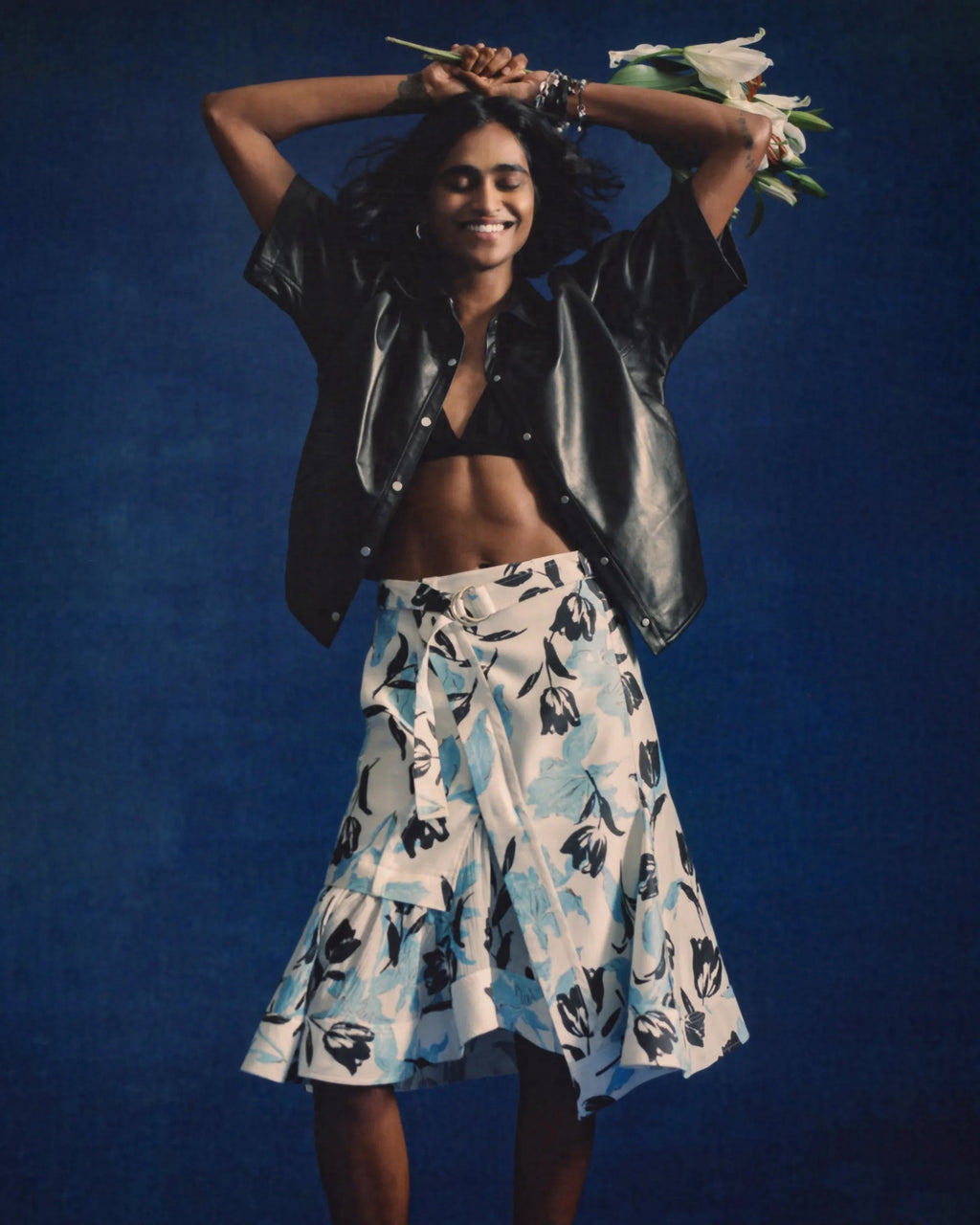 Belted Floral-Print Silk-Cotton Blend Wrap Skirt