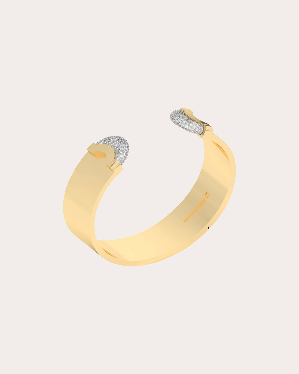 Doppia Luna 18K Gold Diamond Pavé Wide Cuff Bracelet