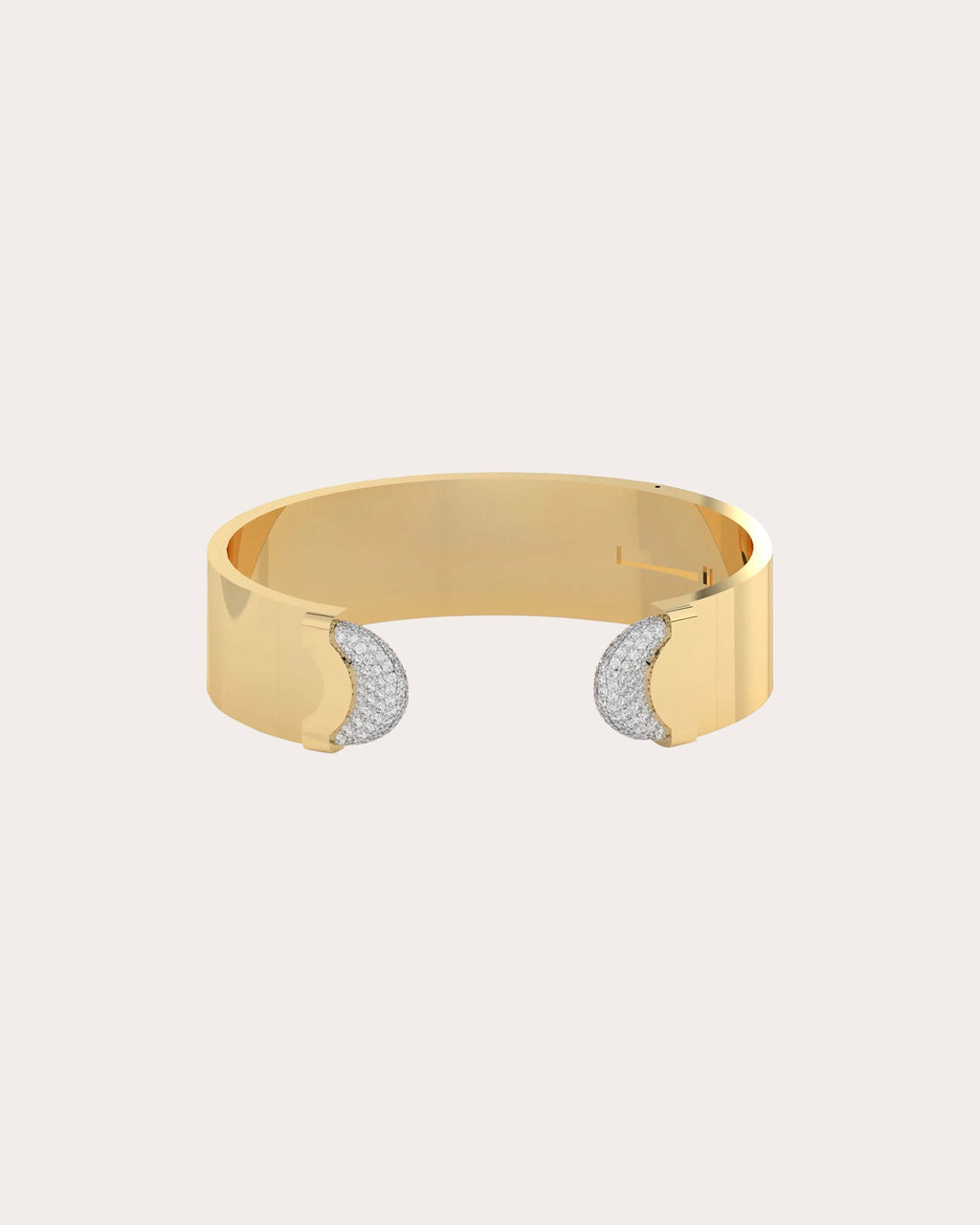 Doppia Luna 18K Gold Diamond Pavé Wide Cuff Bracelet