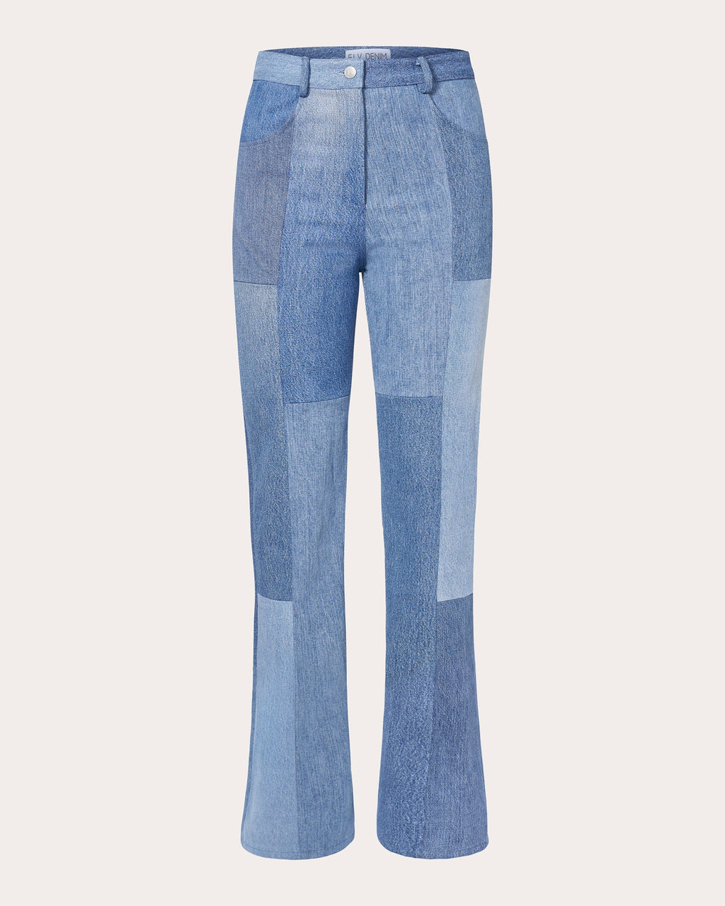 Flare High-Rise Cropped Patchwork Jeans