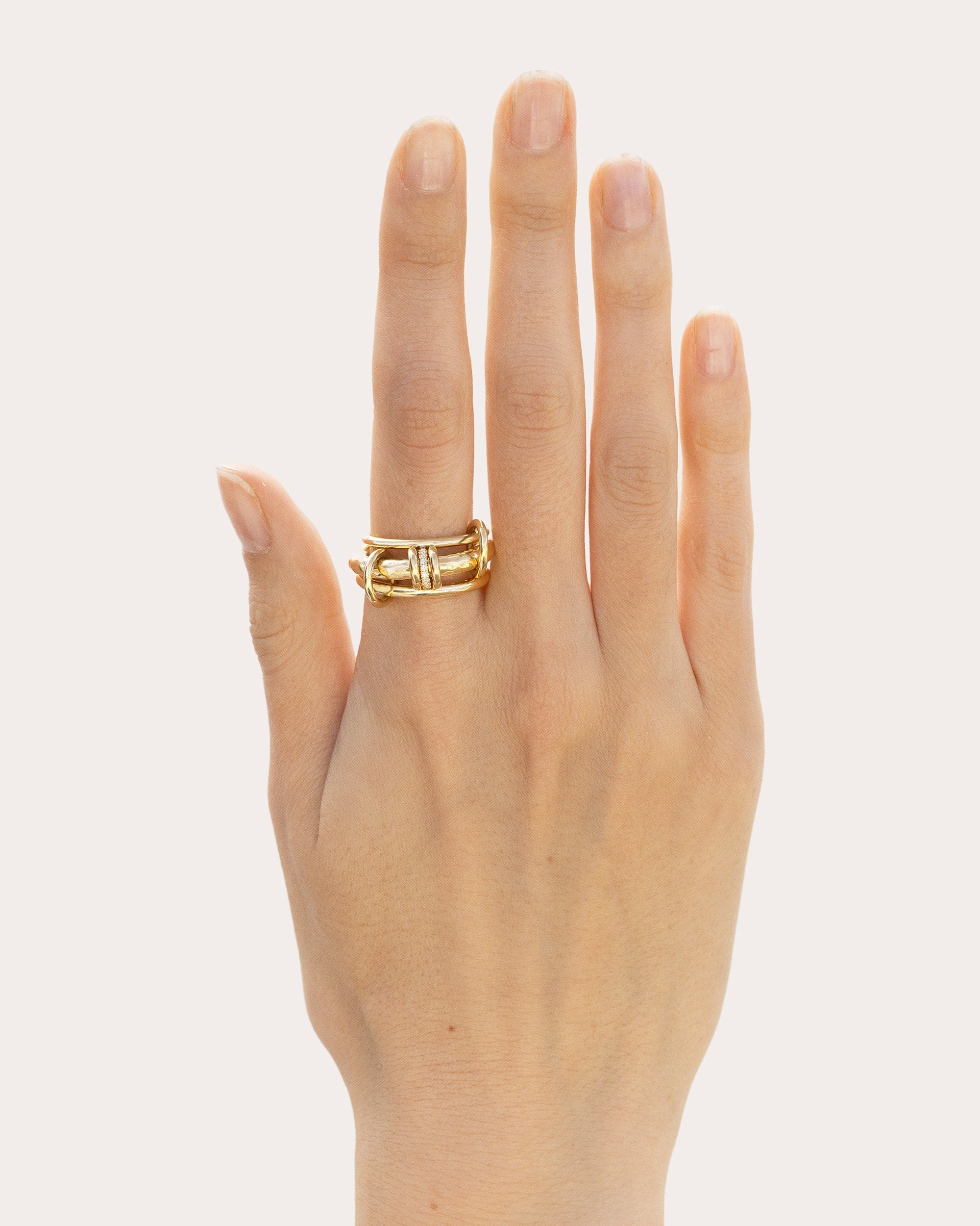 Gemini Vulcan 18K Gold Diamond Linked Rings