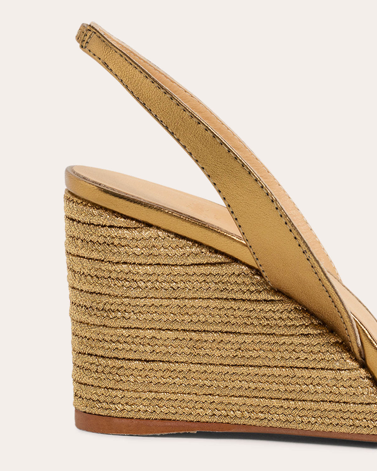 Barby Metallic Leather-Trimmed Raffia Wedge Sandal