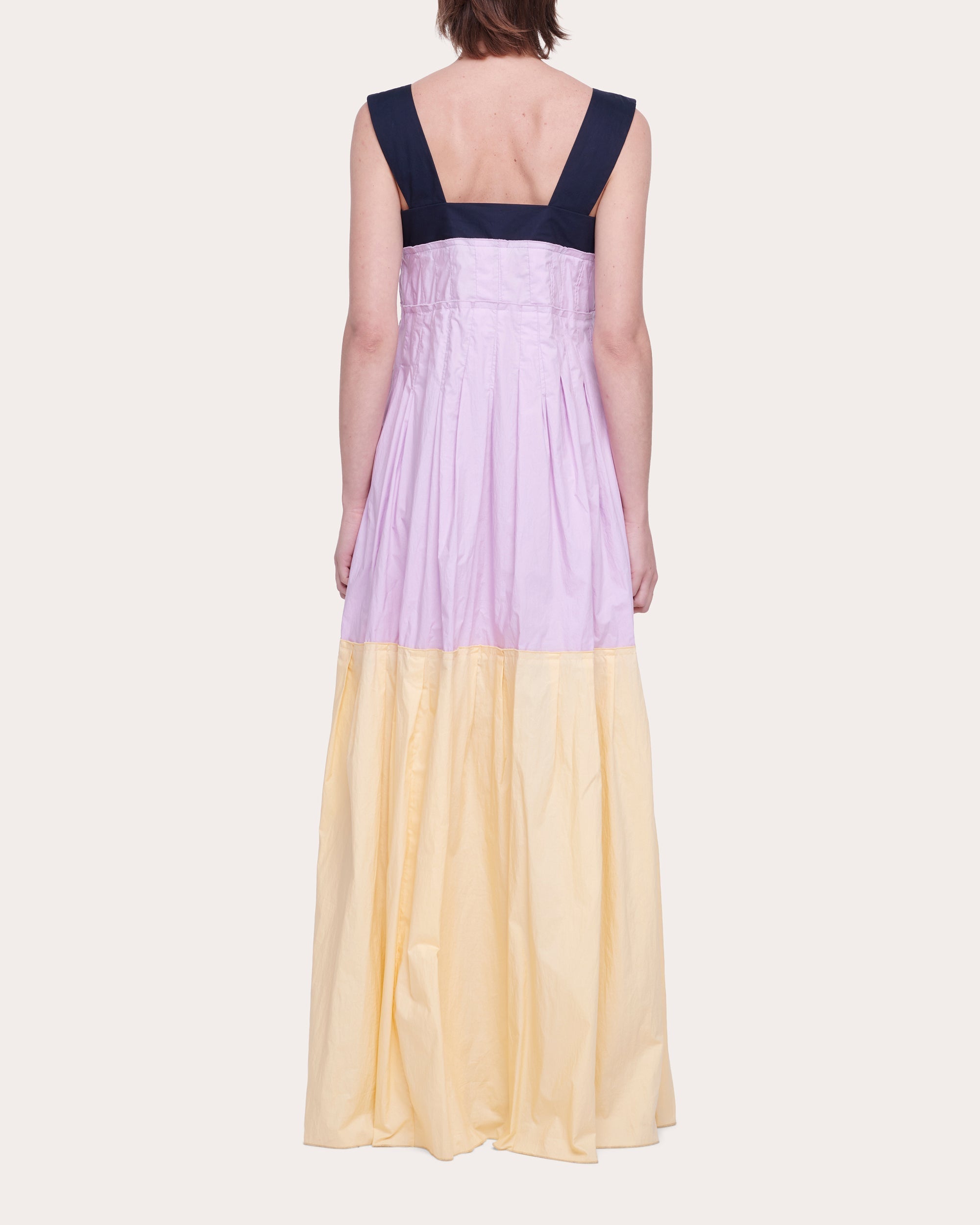 Pleated Tiered Cotton Maxi Dress