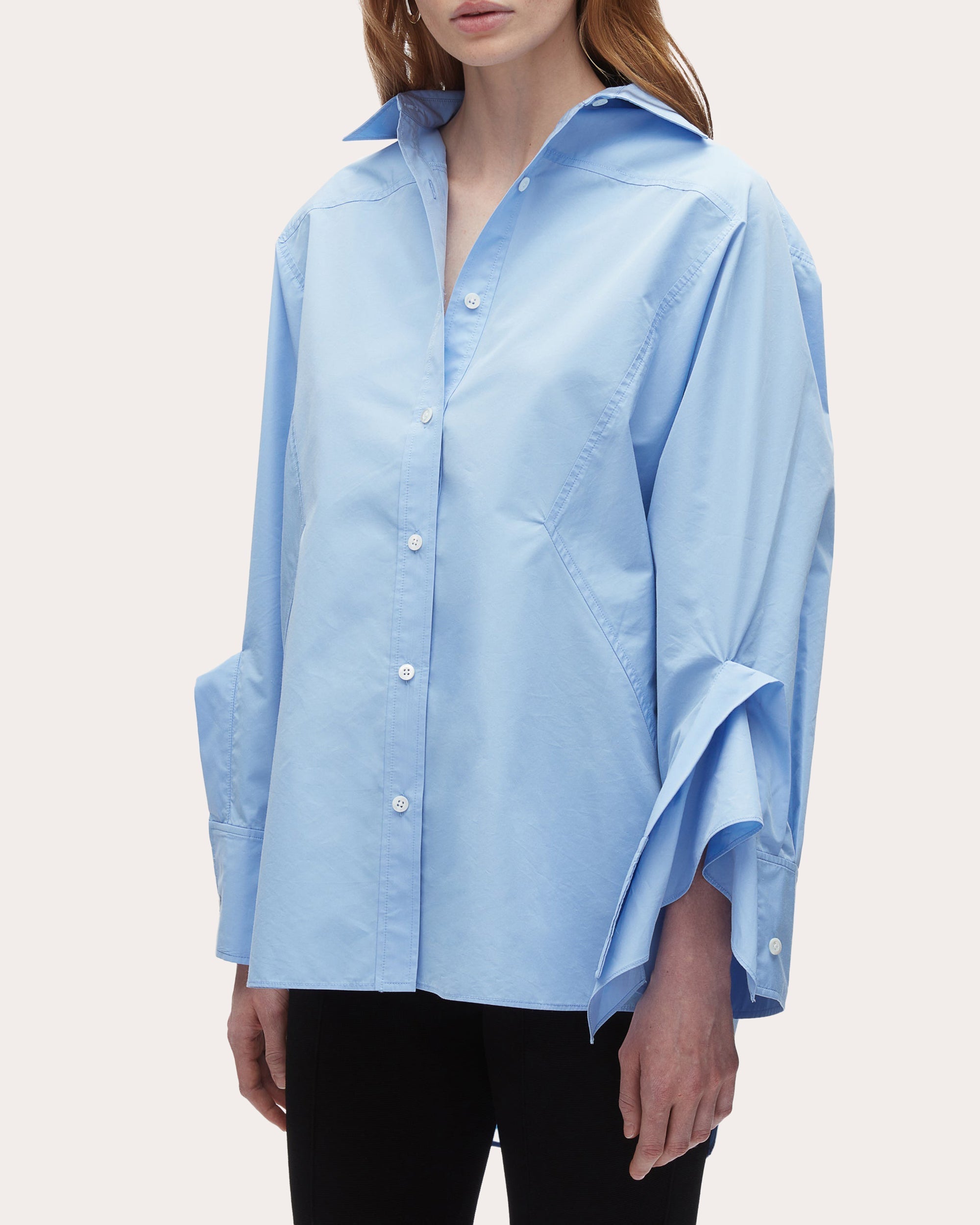 Oversized Ruffle-Trimmed Cotton Blend Shirt
