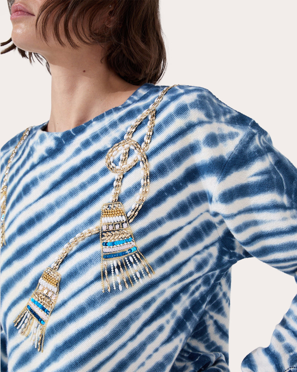 Janis Embellished Printed Cotton Sweatshirt