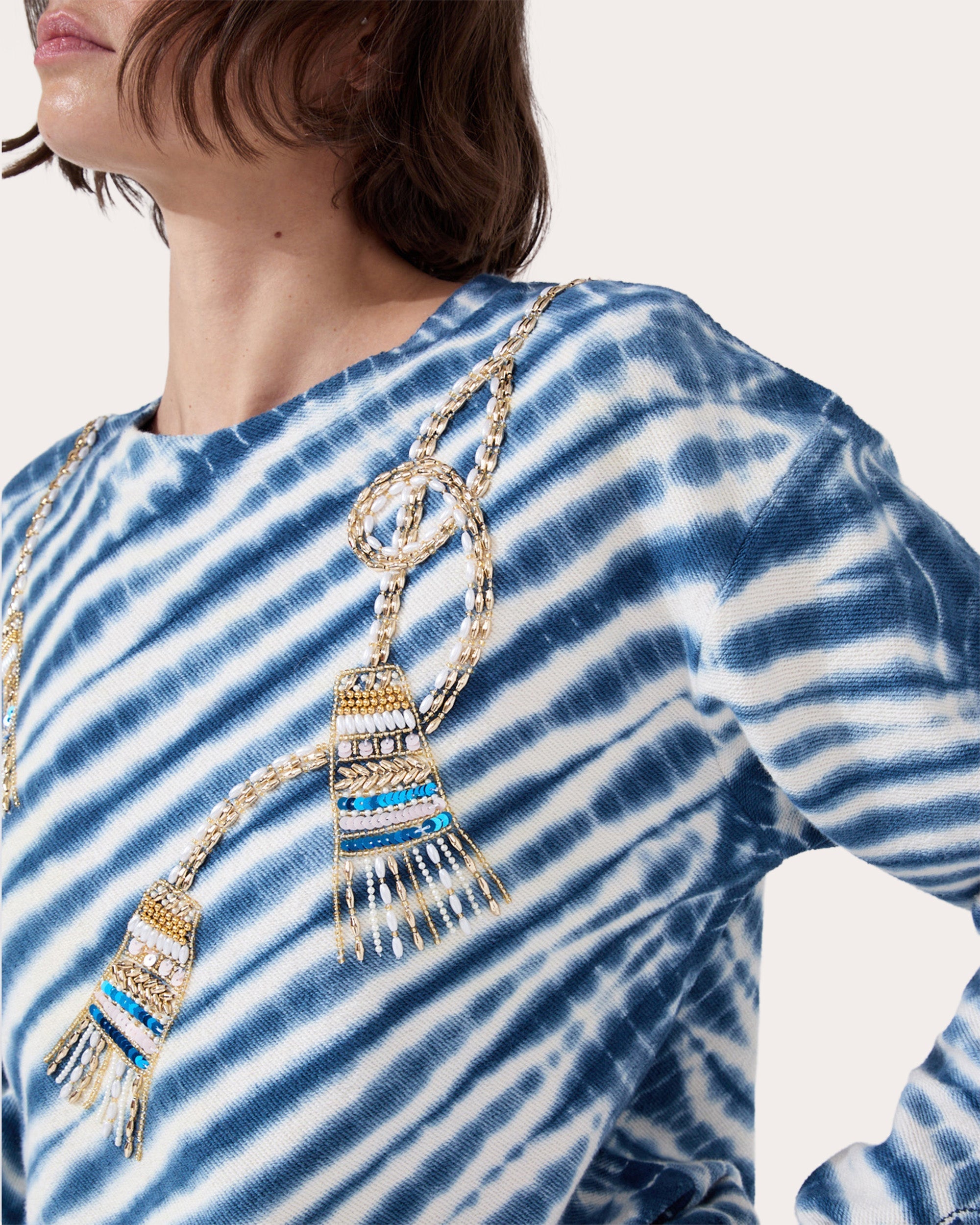 Janis Embellished Printed Cotton Sweatshirt