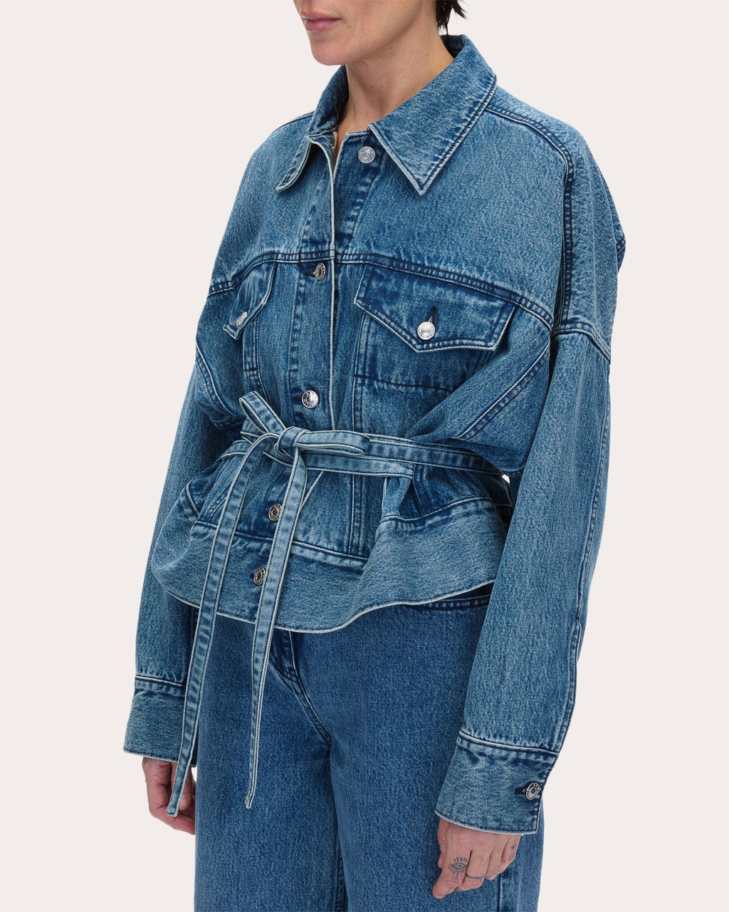 Belted Oversized Denim Jacket