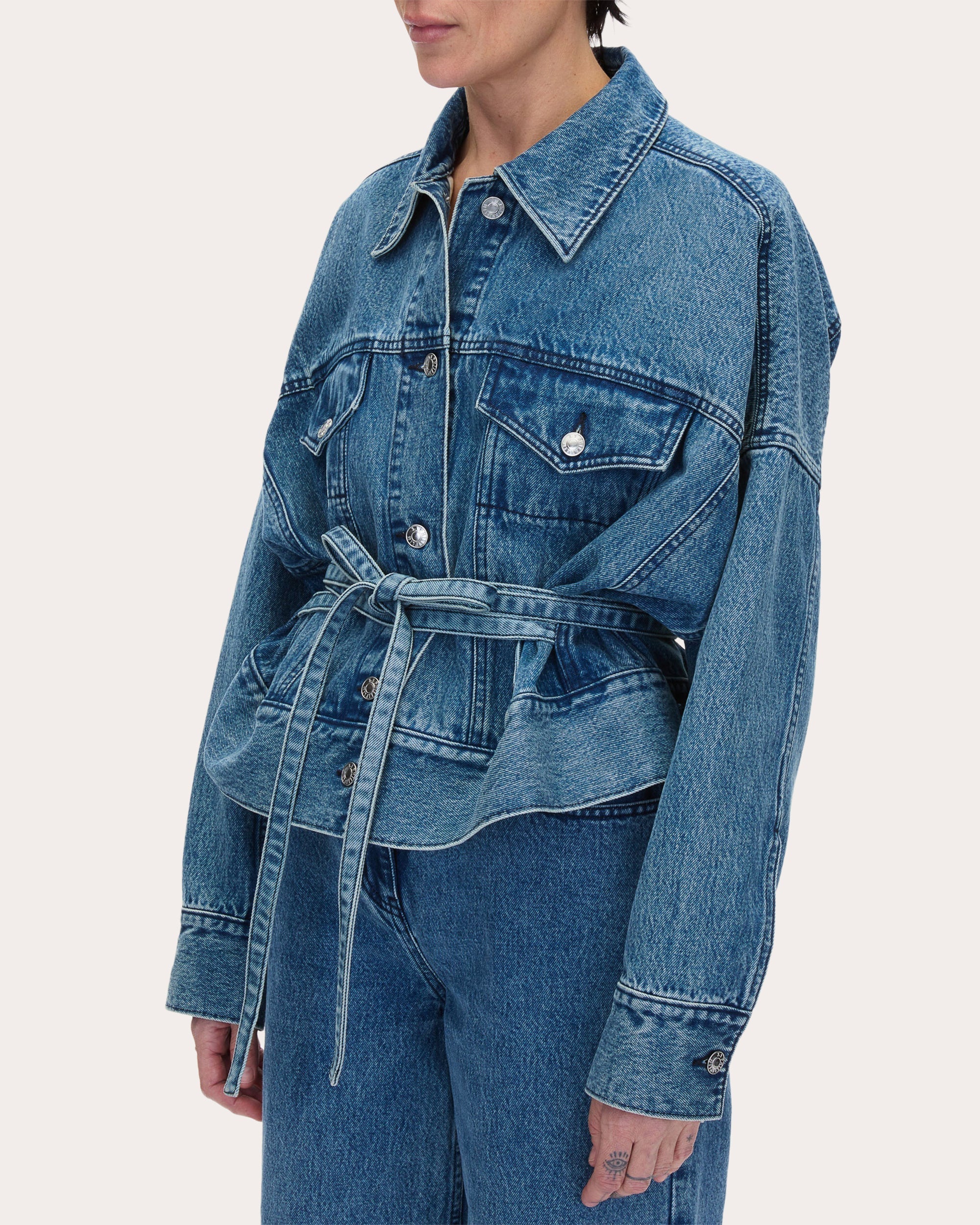 Belted Oversized Denim Jacket