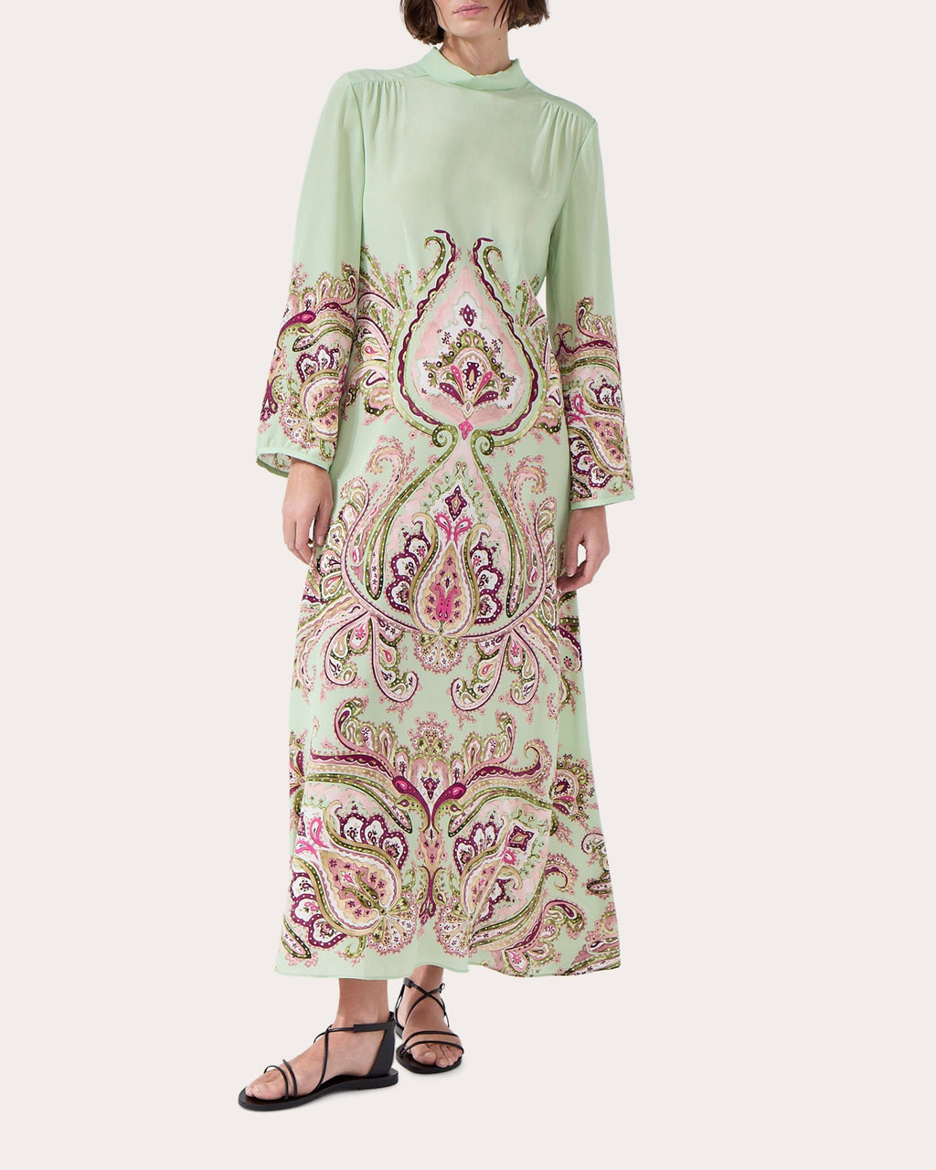 Jimi Paisley-Print Silk Midi Dress