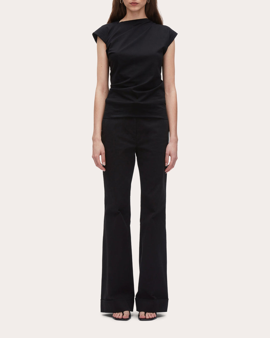Asymmetric Draped Cotton-Jersey T-Shirt