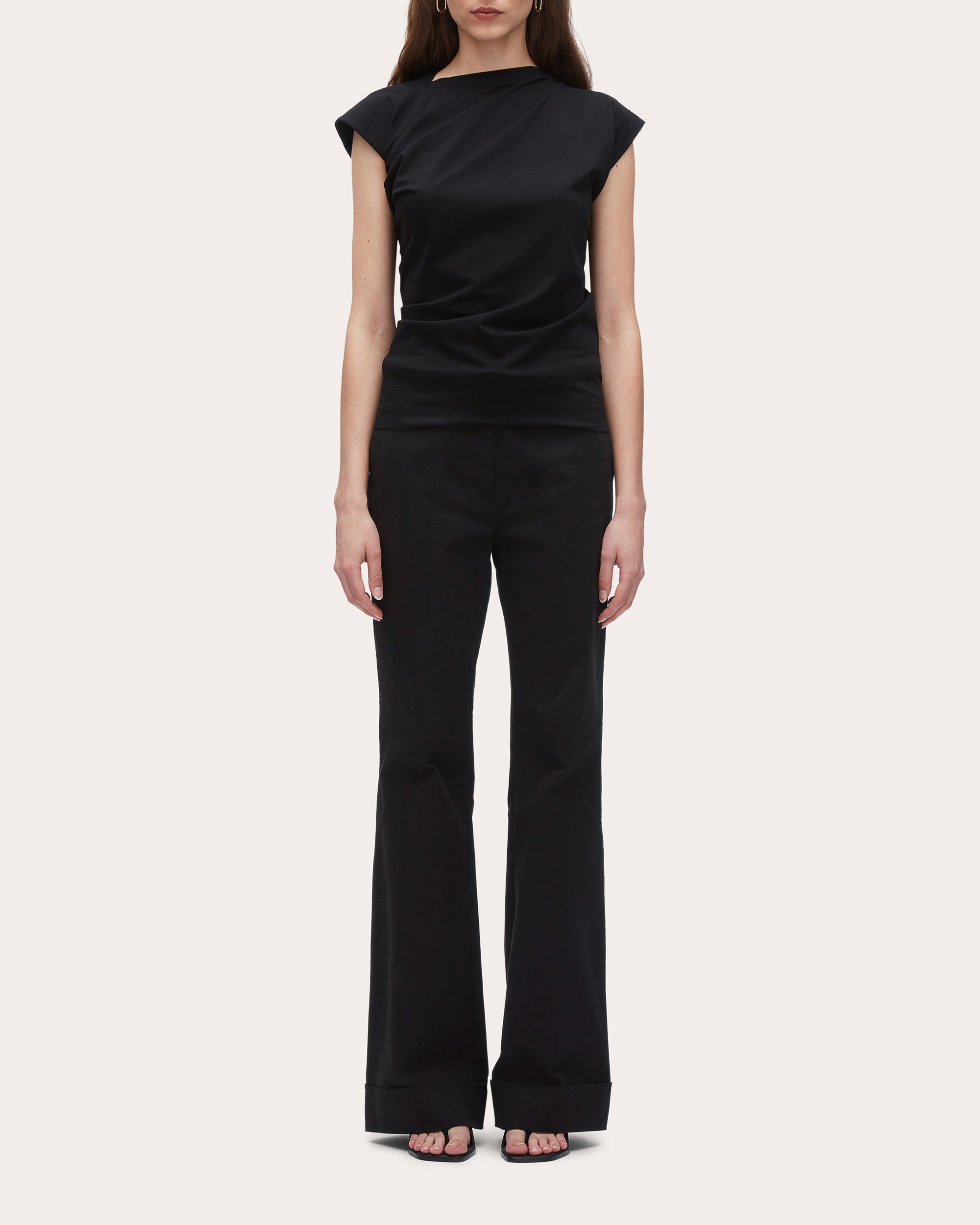 Asymmetric Draped Cotton-Jersey T-Shirt