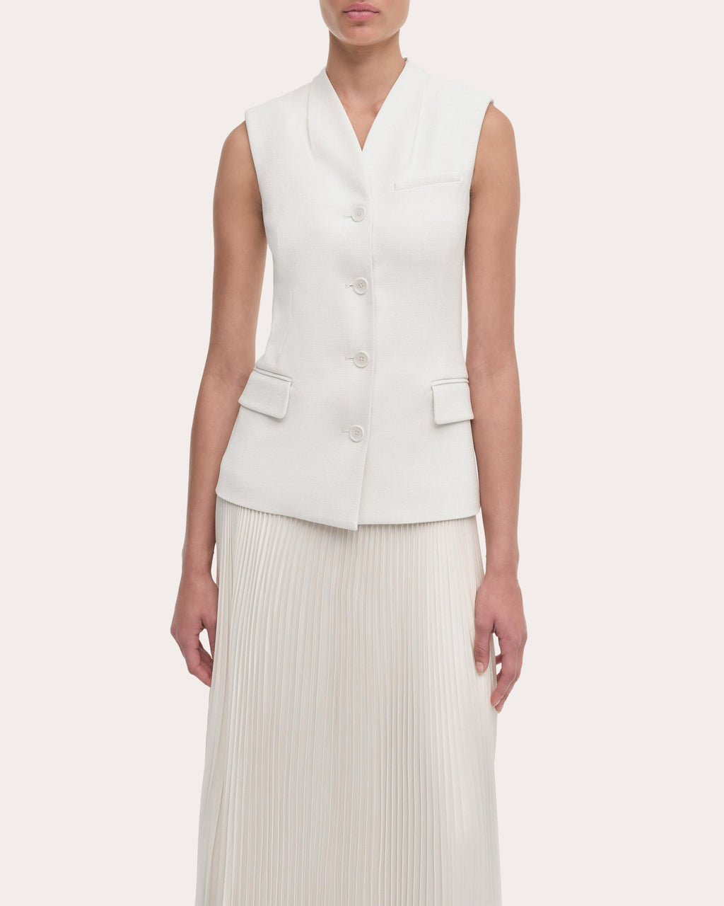 Georgina Pleated Satin Bouclé Combo Midi Dress