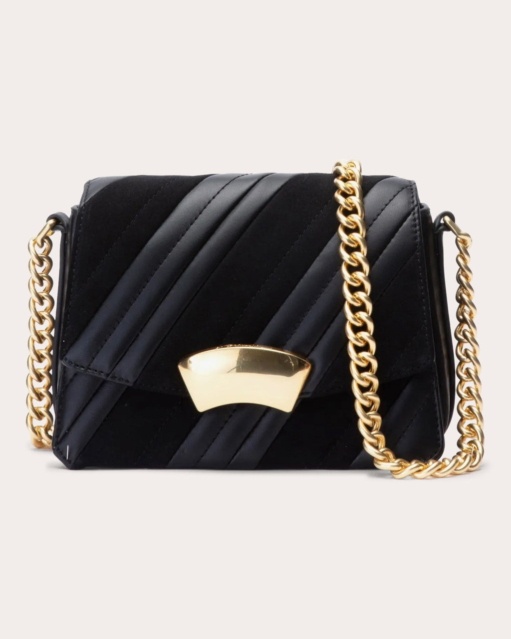 ID Paneled Quilted Leather & Suede Shoulder Bag