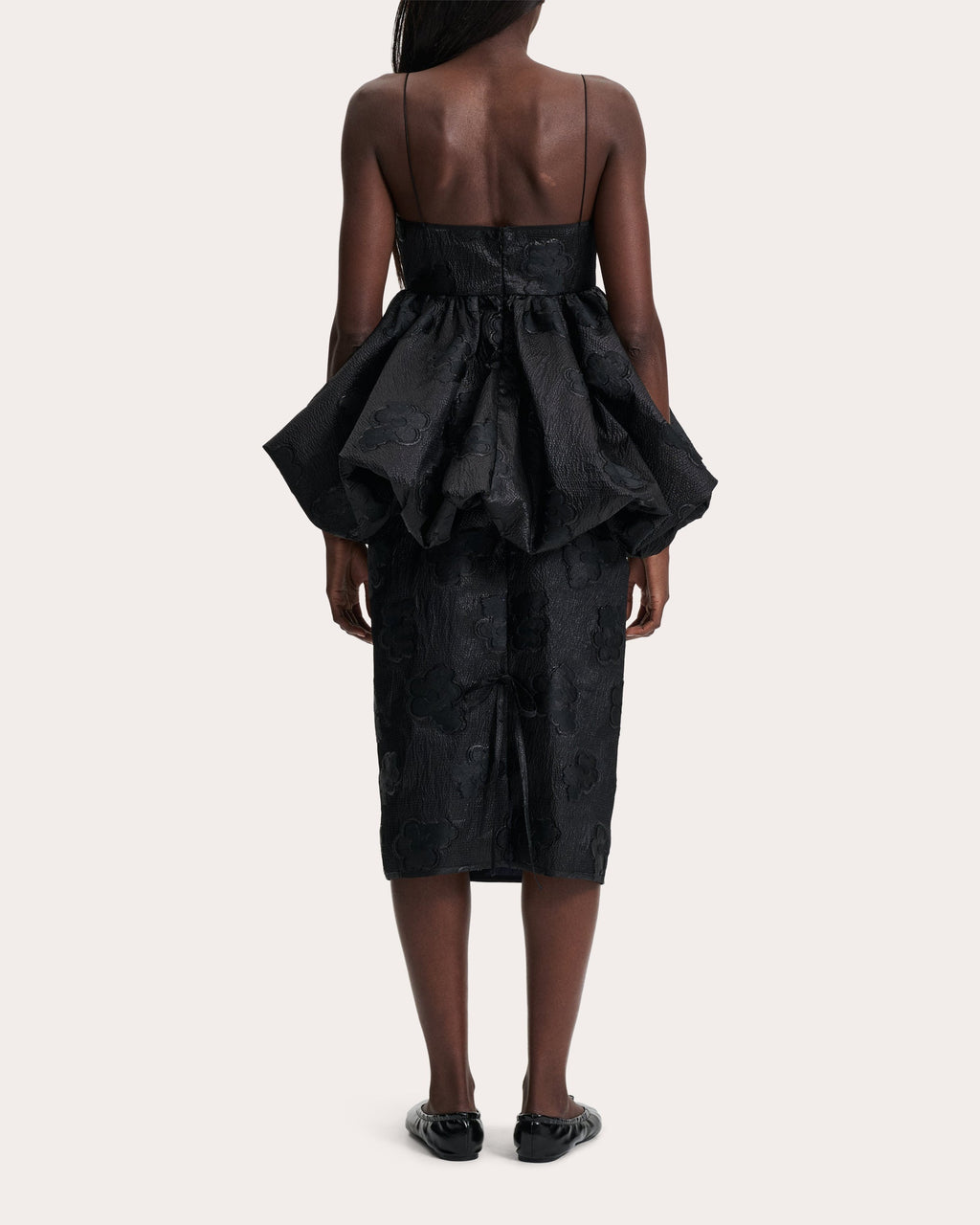 Anette Gathered Floral Fil-Coupé Peplum Bustier Top