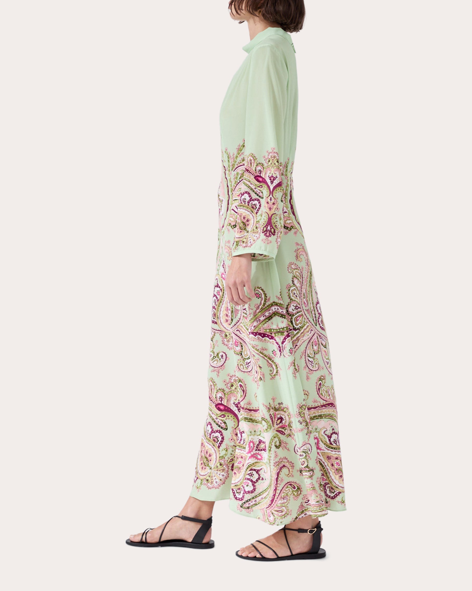 Jimi Paisley-Print Silk Midi Dress