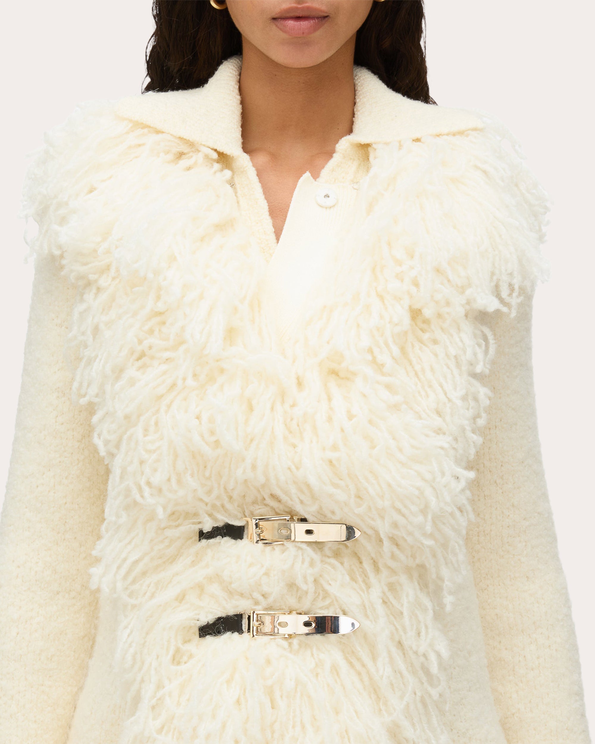 Fringed Wool Bouclé Knit Coat