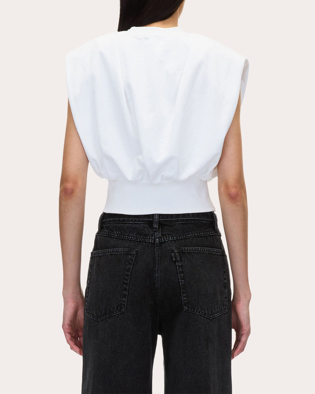 Gathered French Terry Sleeveless Knit Top