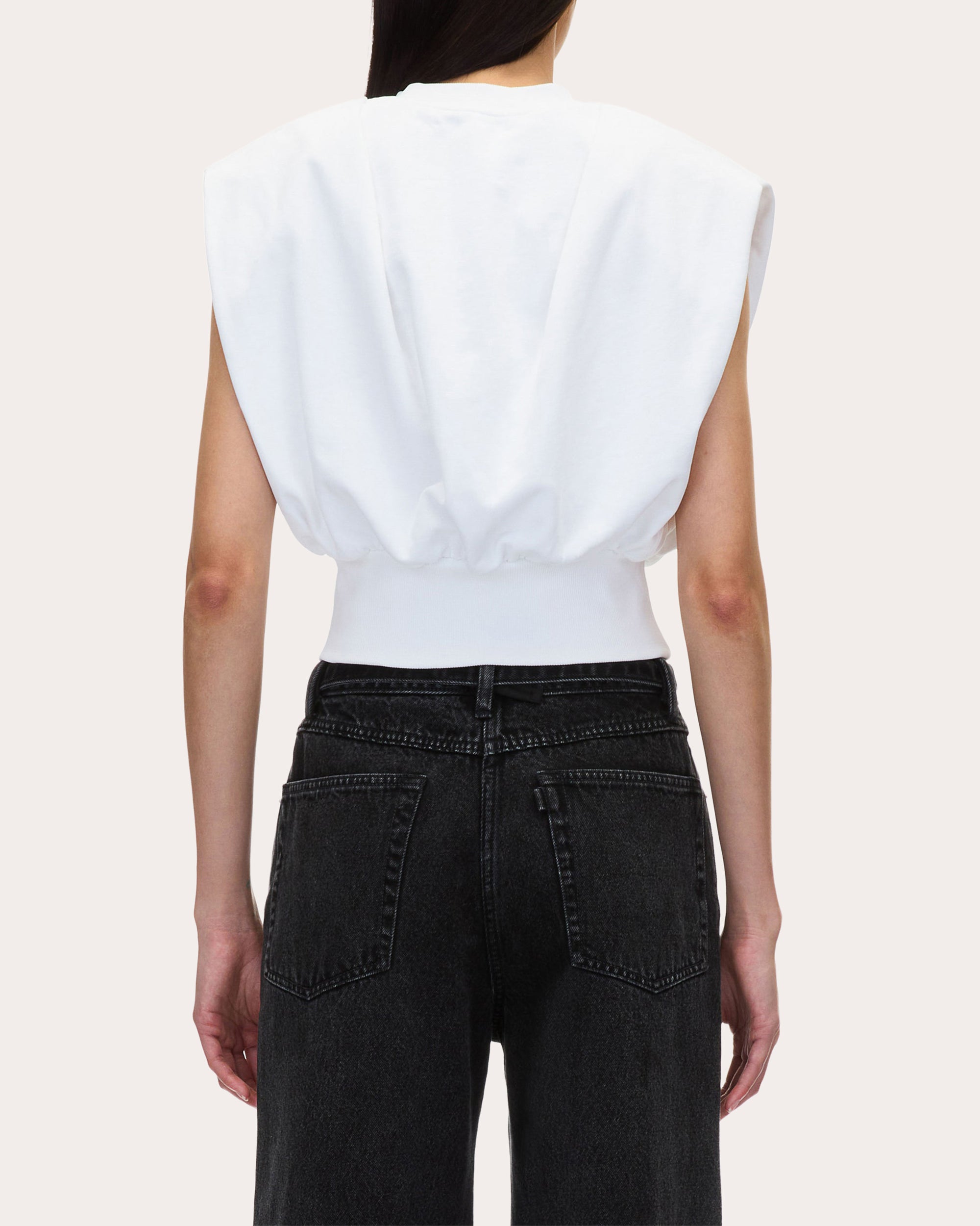 Gathered French Terry Sleeveless Knit Top