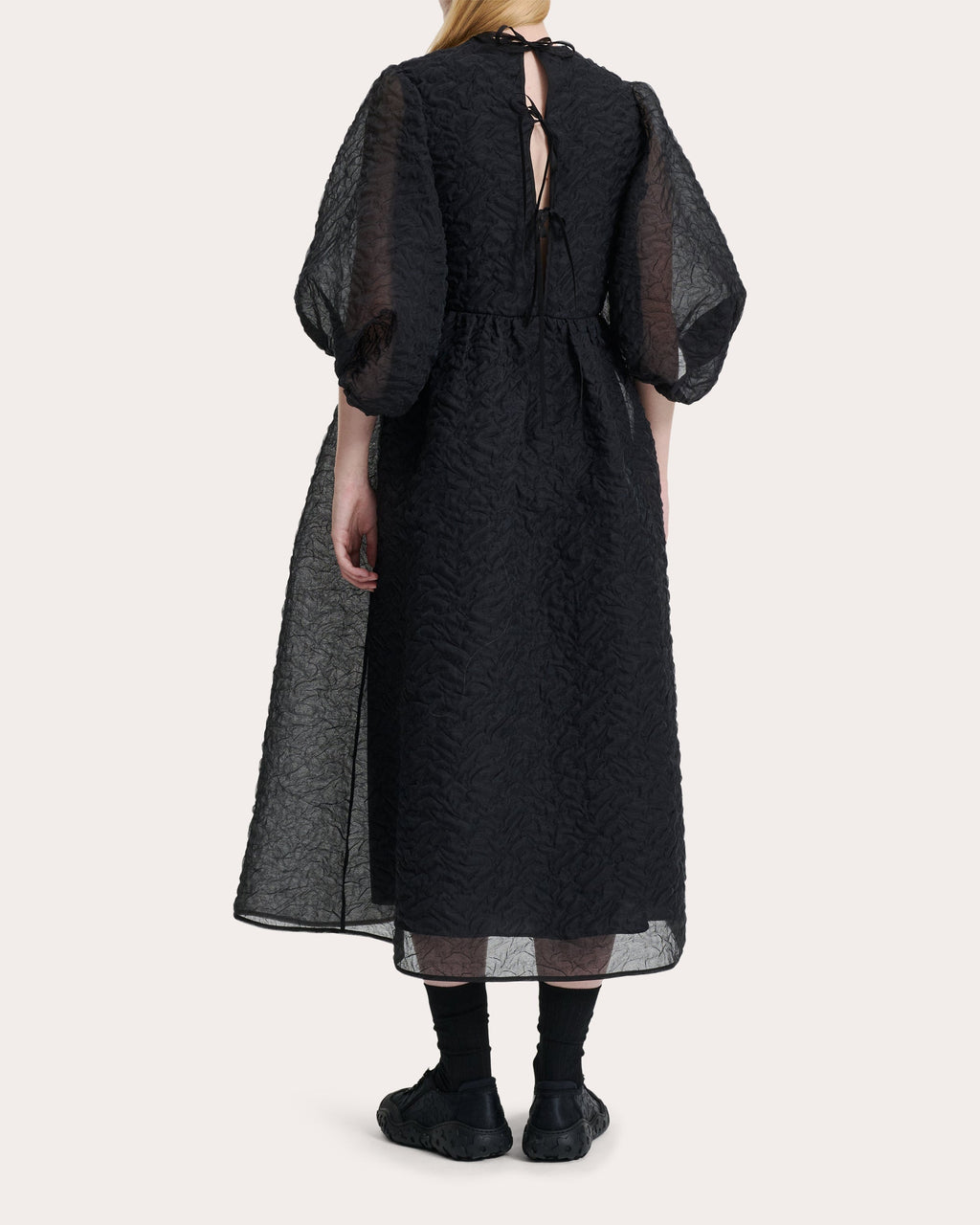 Karmen Gathered Matelassé Midi Dress