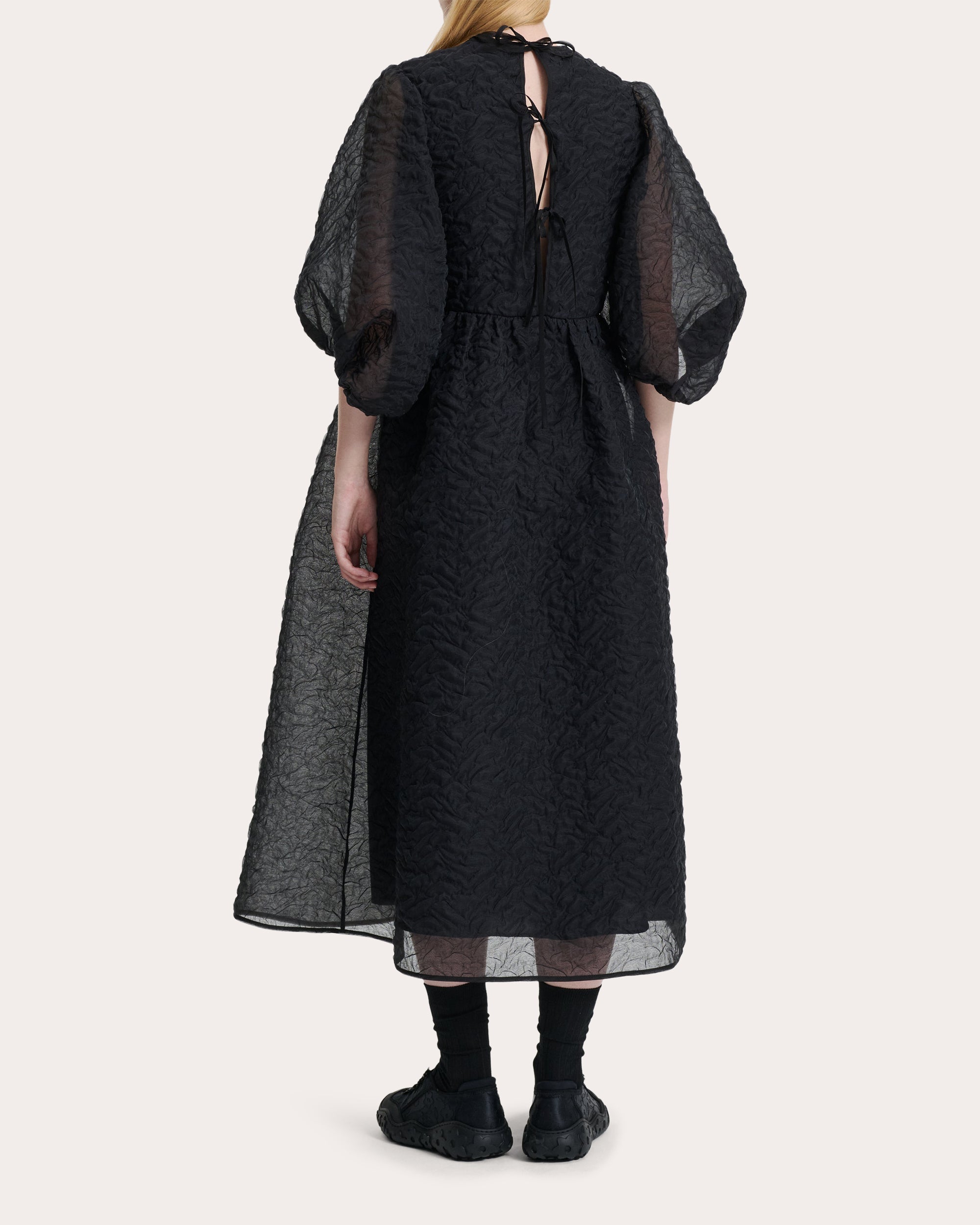 Karmen Gathered Matelassé Midi Dress