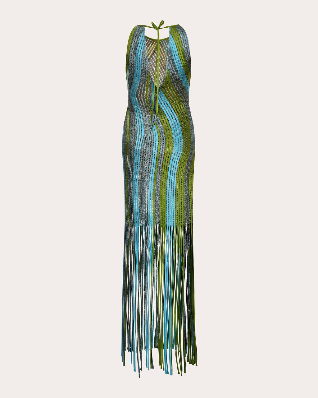 Pere Fringed Metallic Silk-Knit Midi Dress