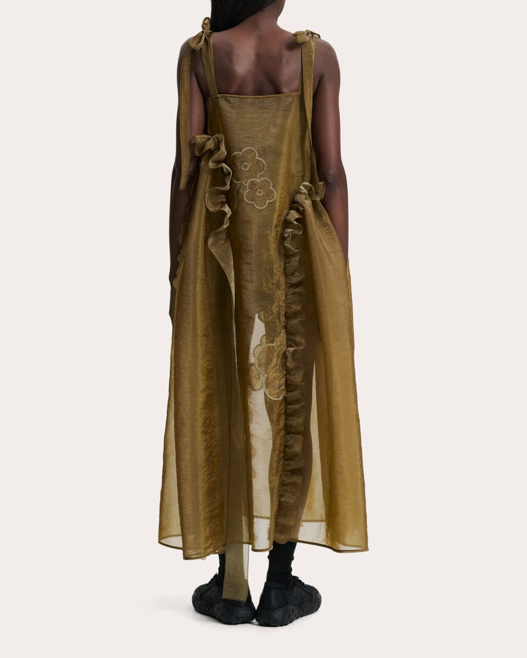 Oswald Ruffled Floral Embroidered Myrtia Midi Dress