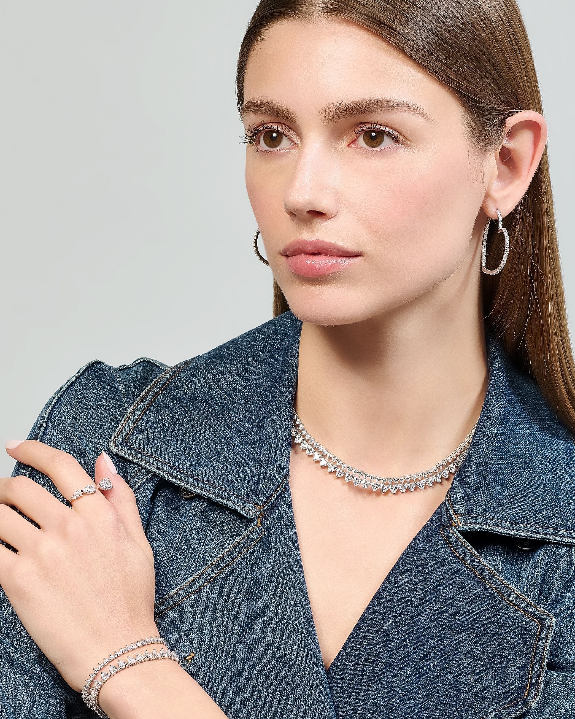 18K Gold and Rhodium Vermeil Lab-Grown Diamond Eternity Heart Necklace