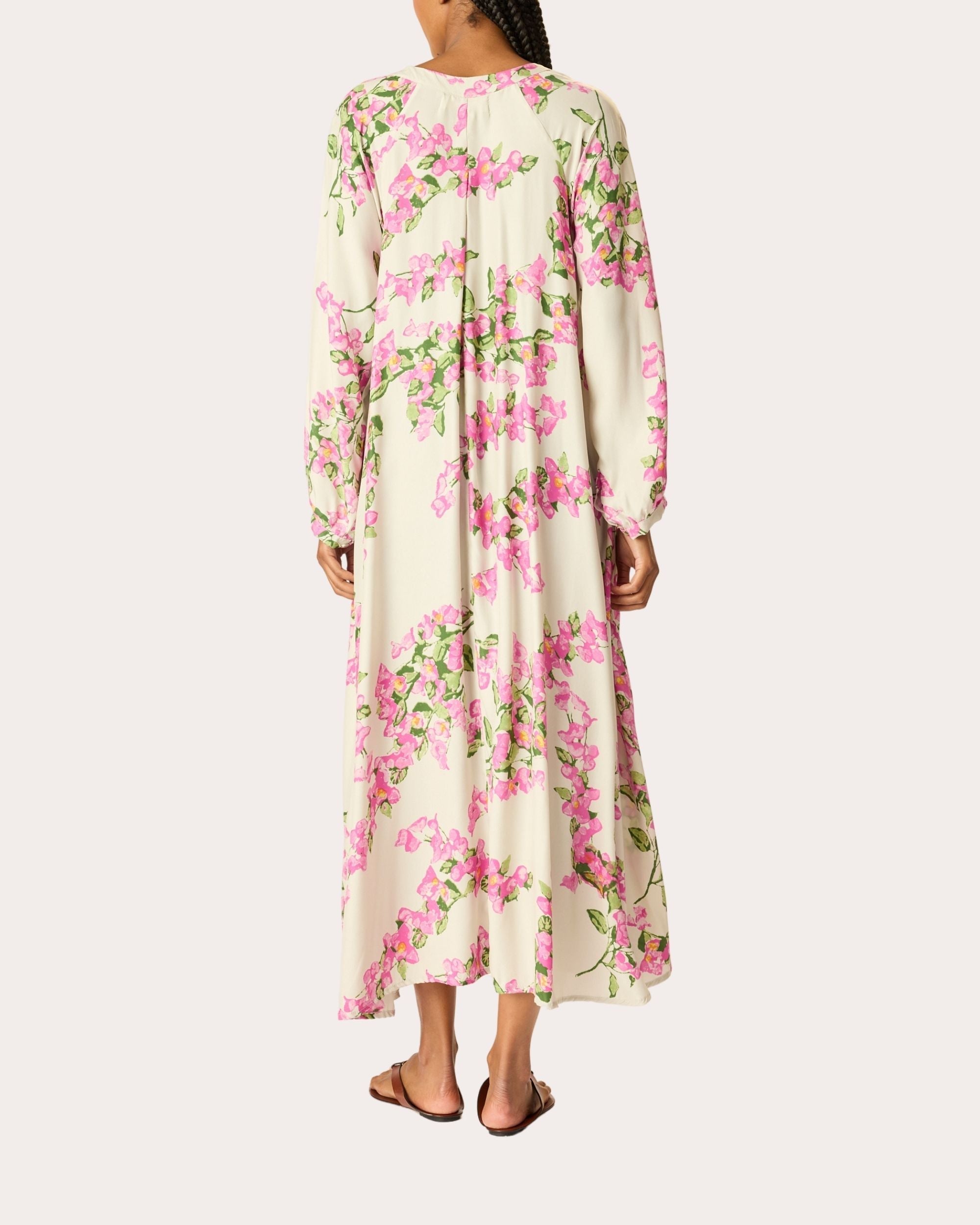 Fiore Floral Silk Pleated Maxi Dress