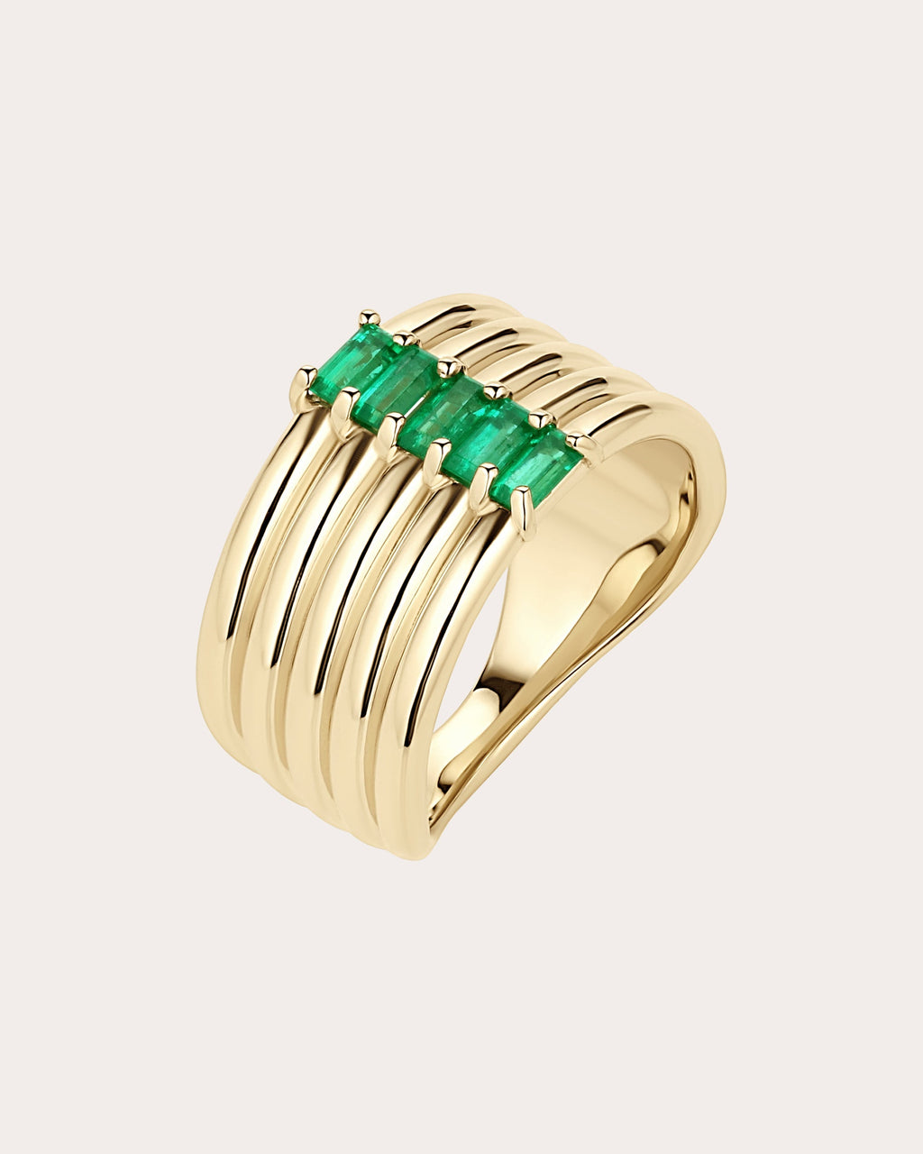 Revival 14K Gold Emerald Stacked Band Ring
