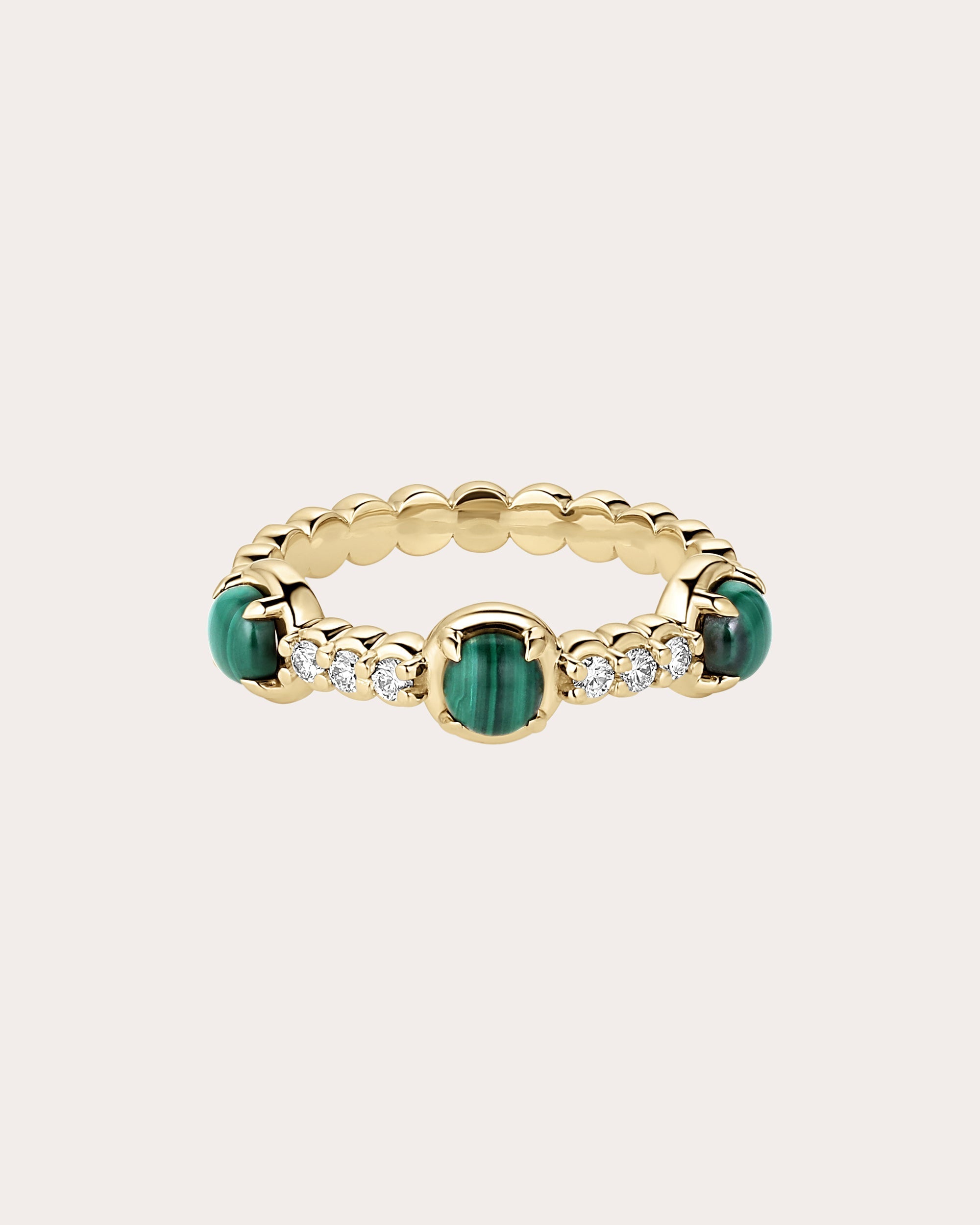 Palace 14K Gold Diamond and Malachite Ring