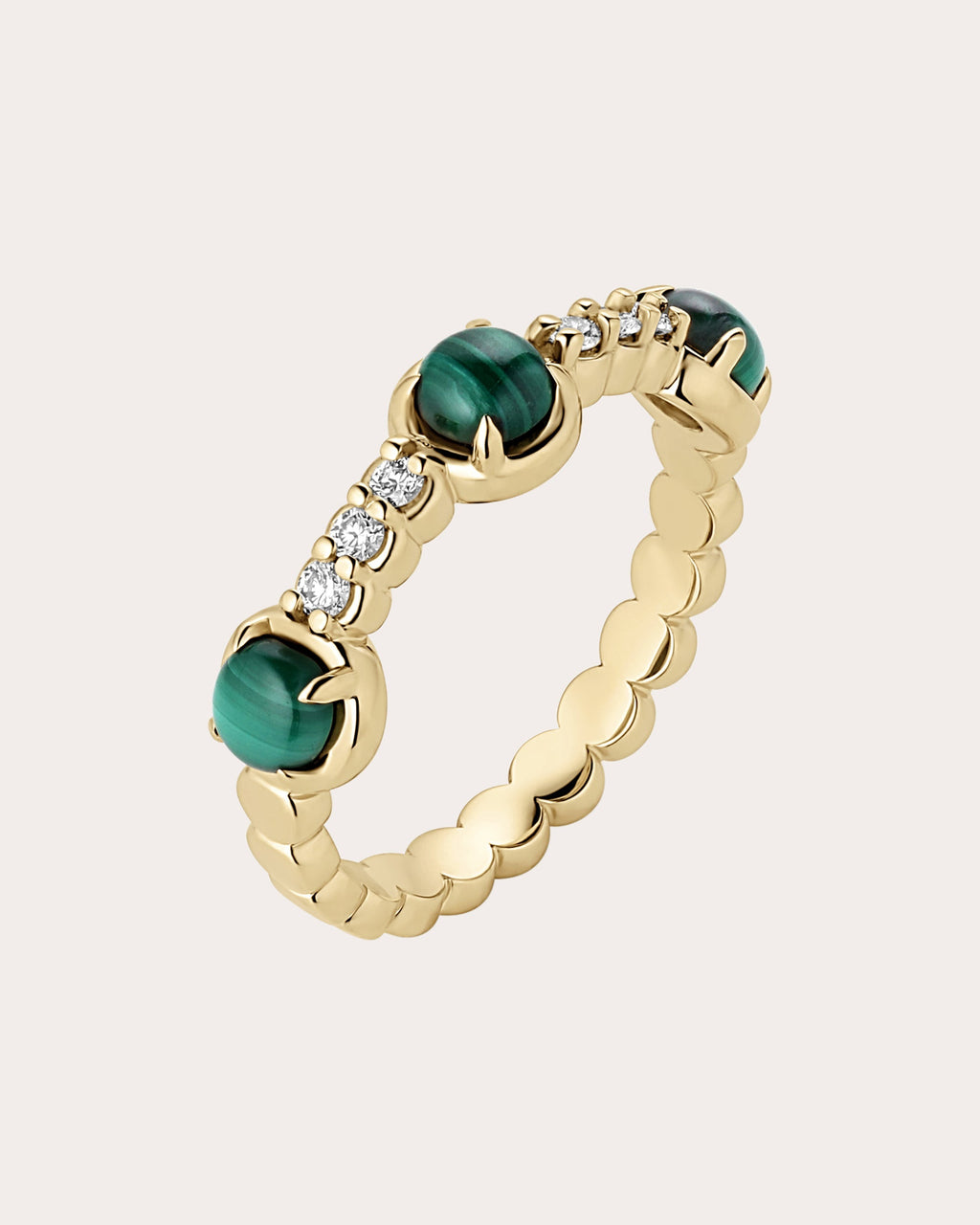 Palace 14K Gold Diamond and Malachite Ring