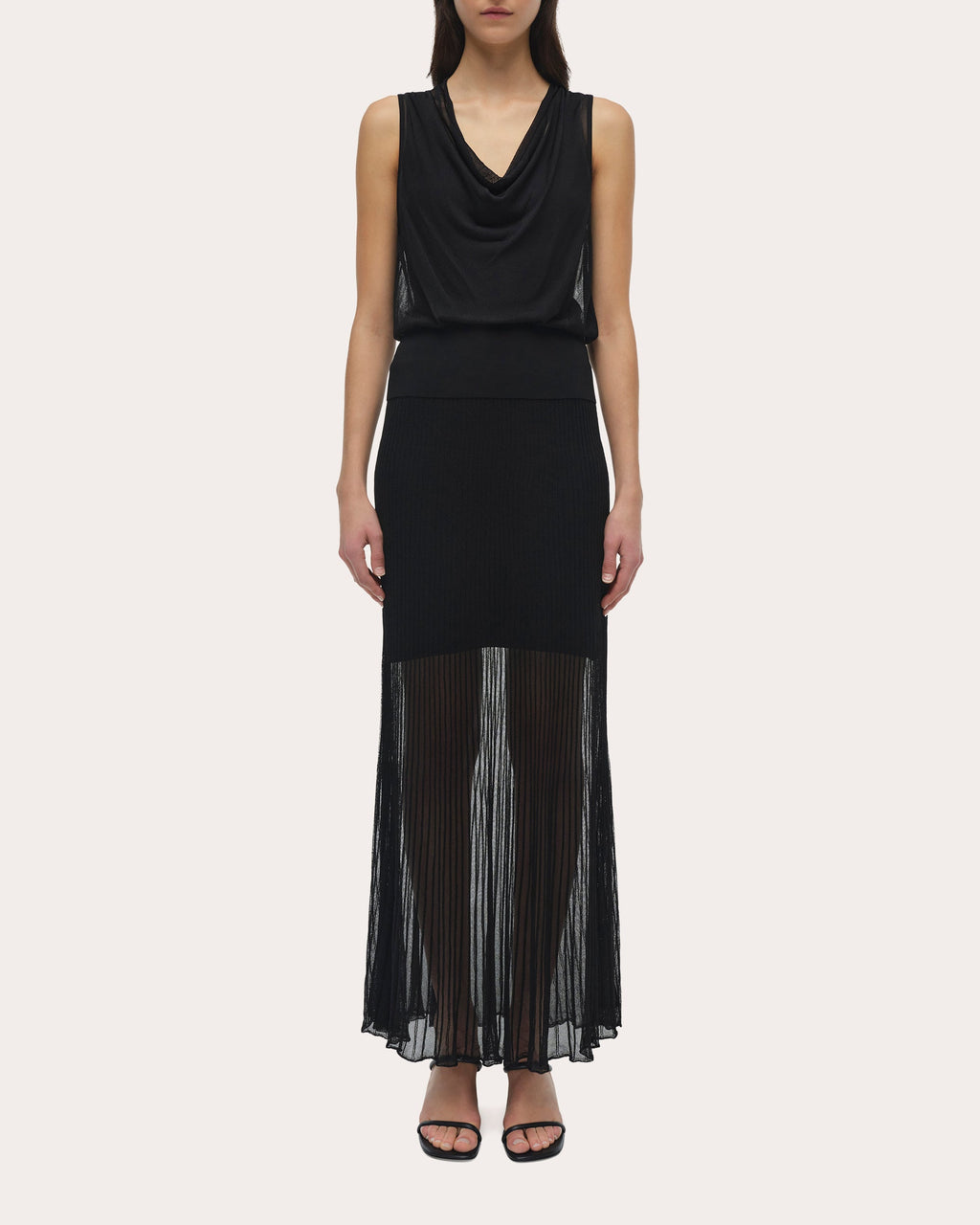 Carmina Sheer Knit Cowl Neck Tank