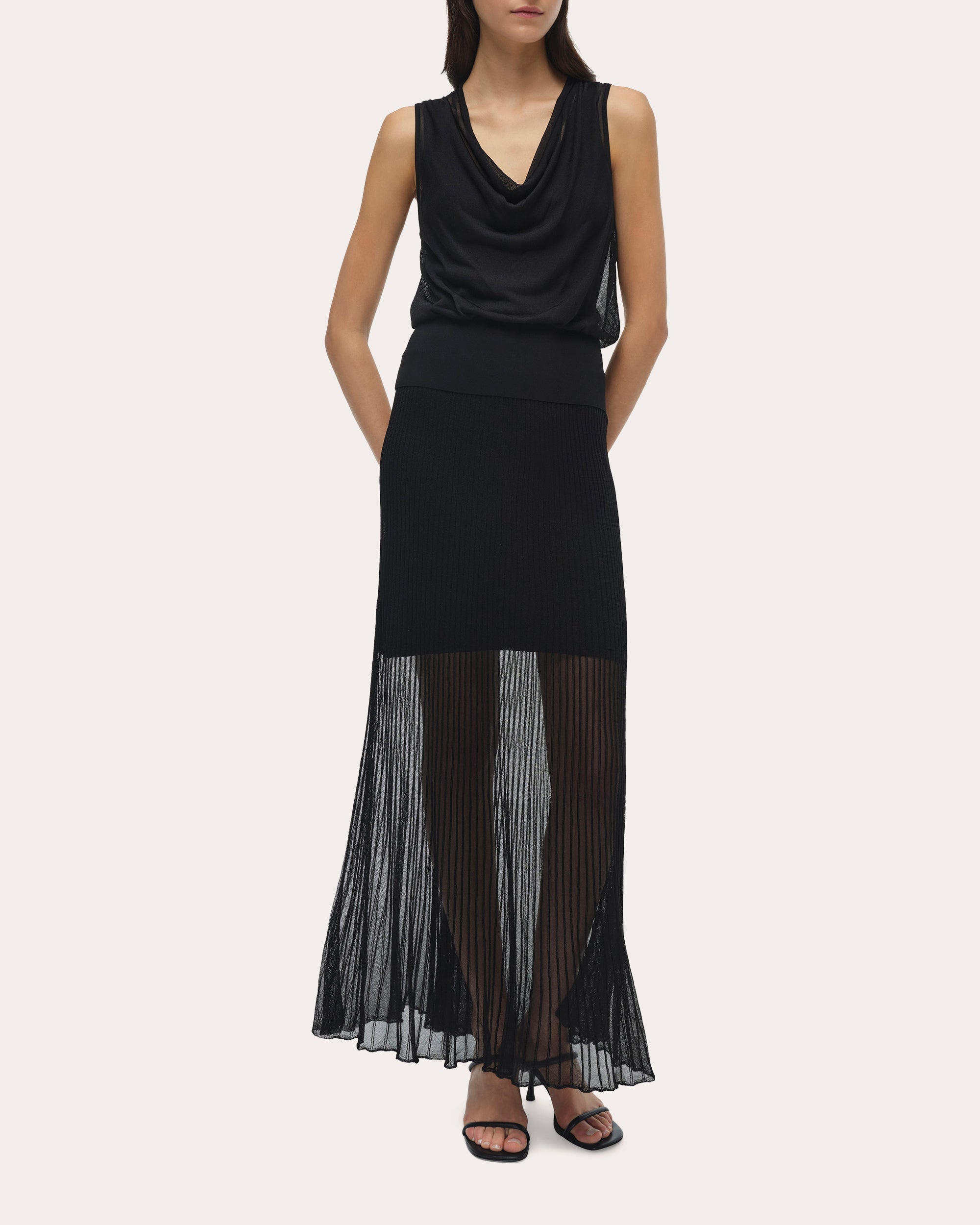 Gennie Sheer Rib Knit Maxi Skirt