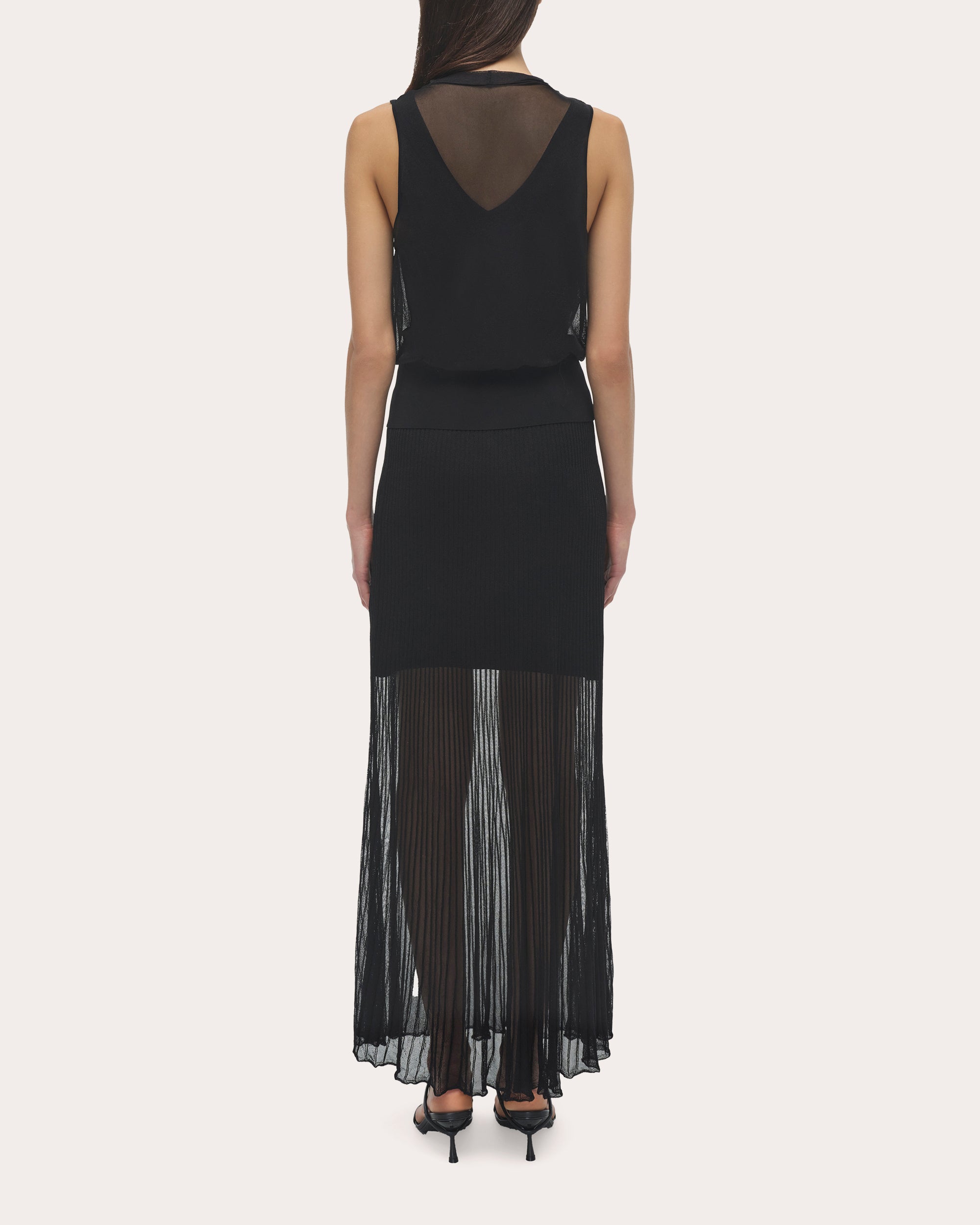 Carmina Sheer Knit Cowl Neck Tank