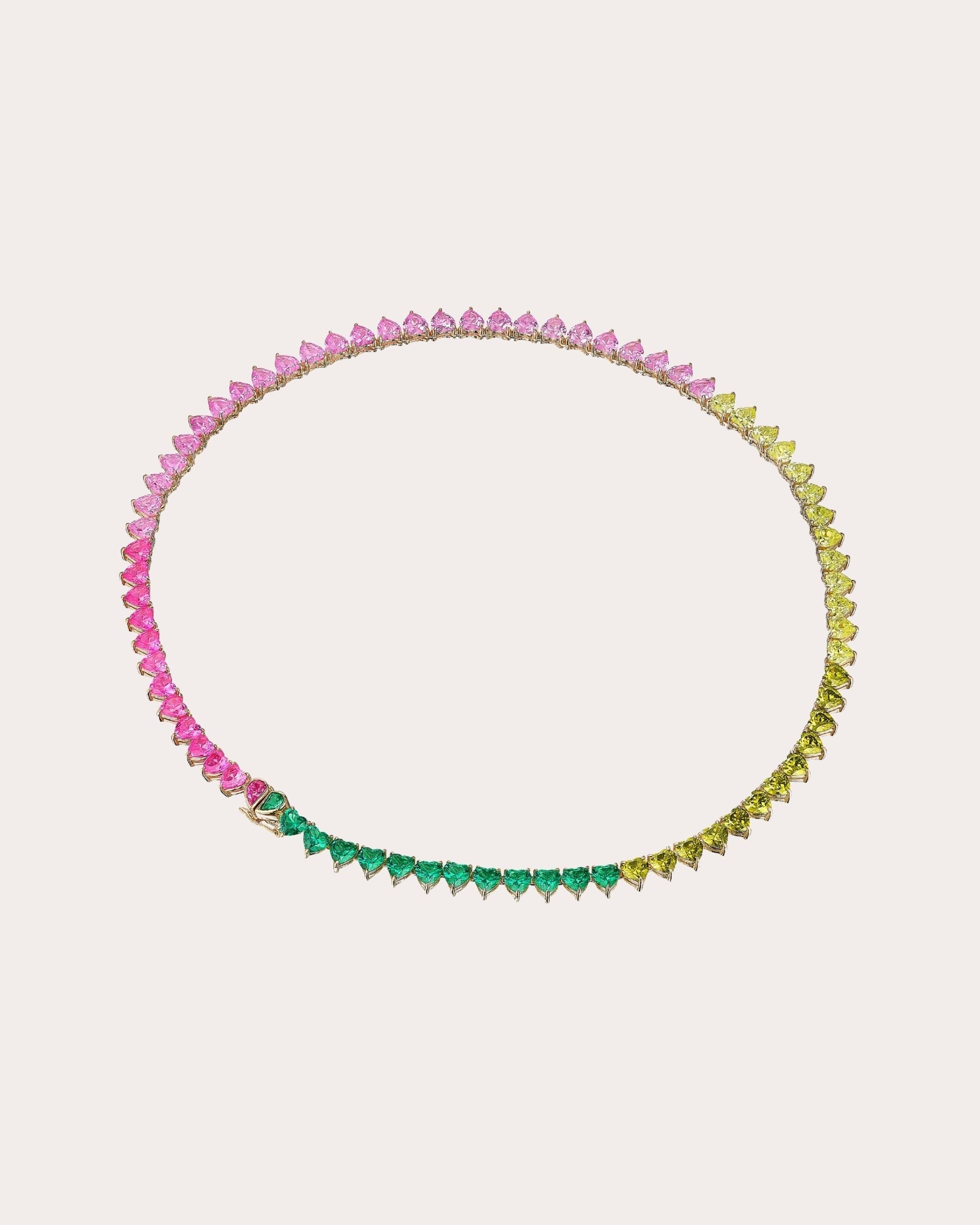 Peony 18K Gold Vermeil Lab-Grown Multi-Stone Eternity Heart Necklace