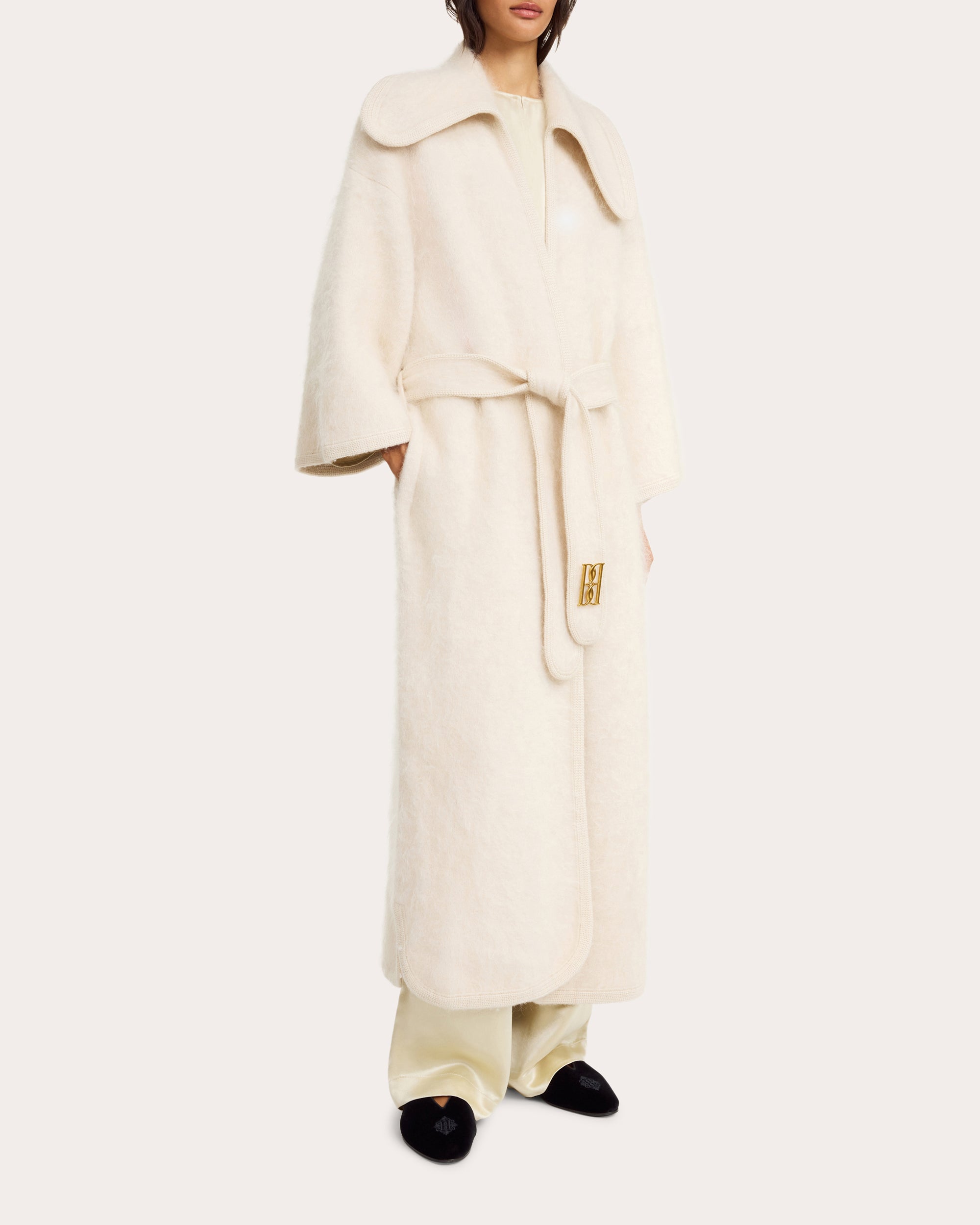 Mirano Belted Wool-Blend Knit Wrap Coat