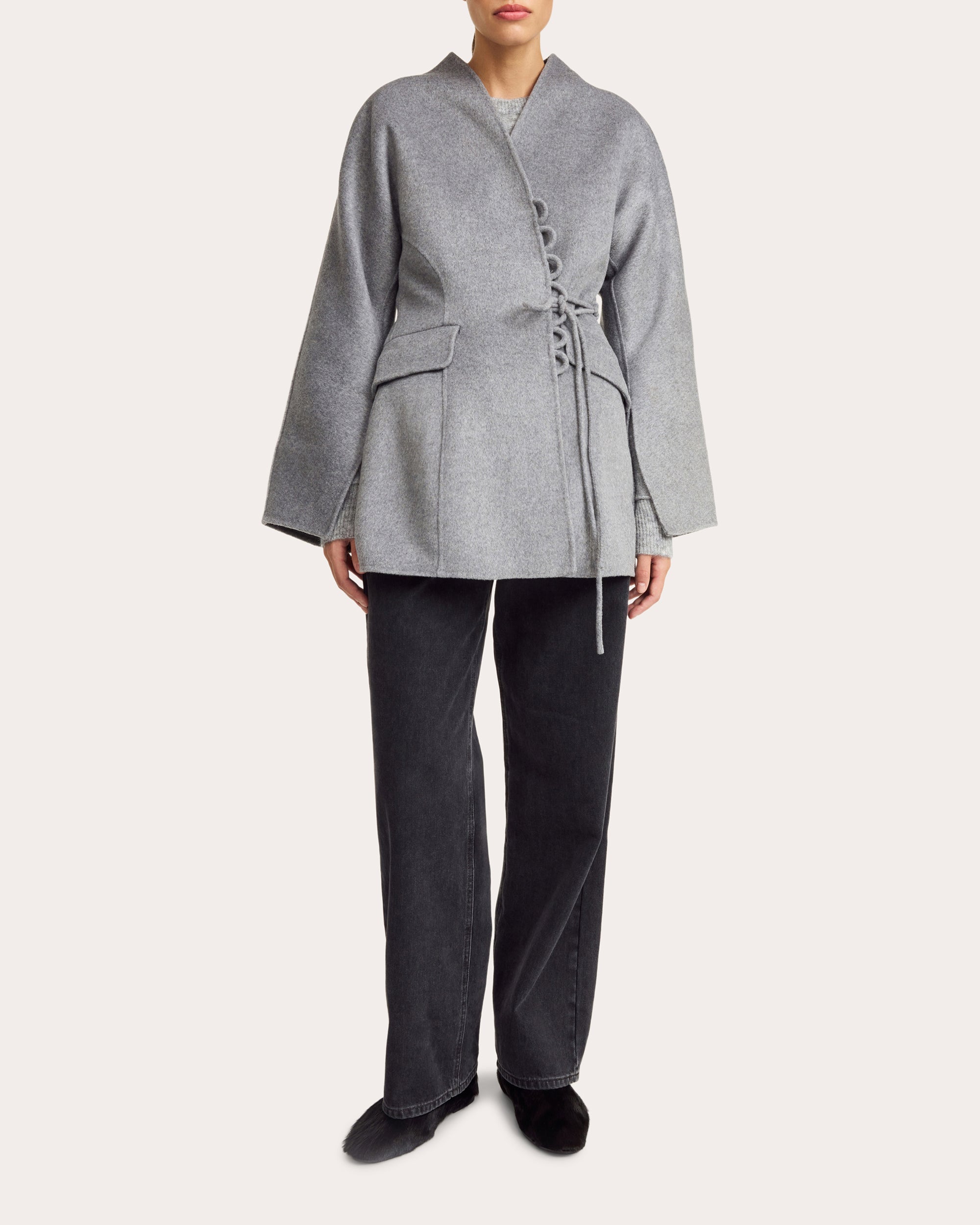 Lalou Wool-Felt Wrap Blazer