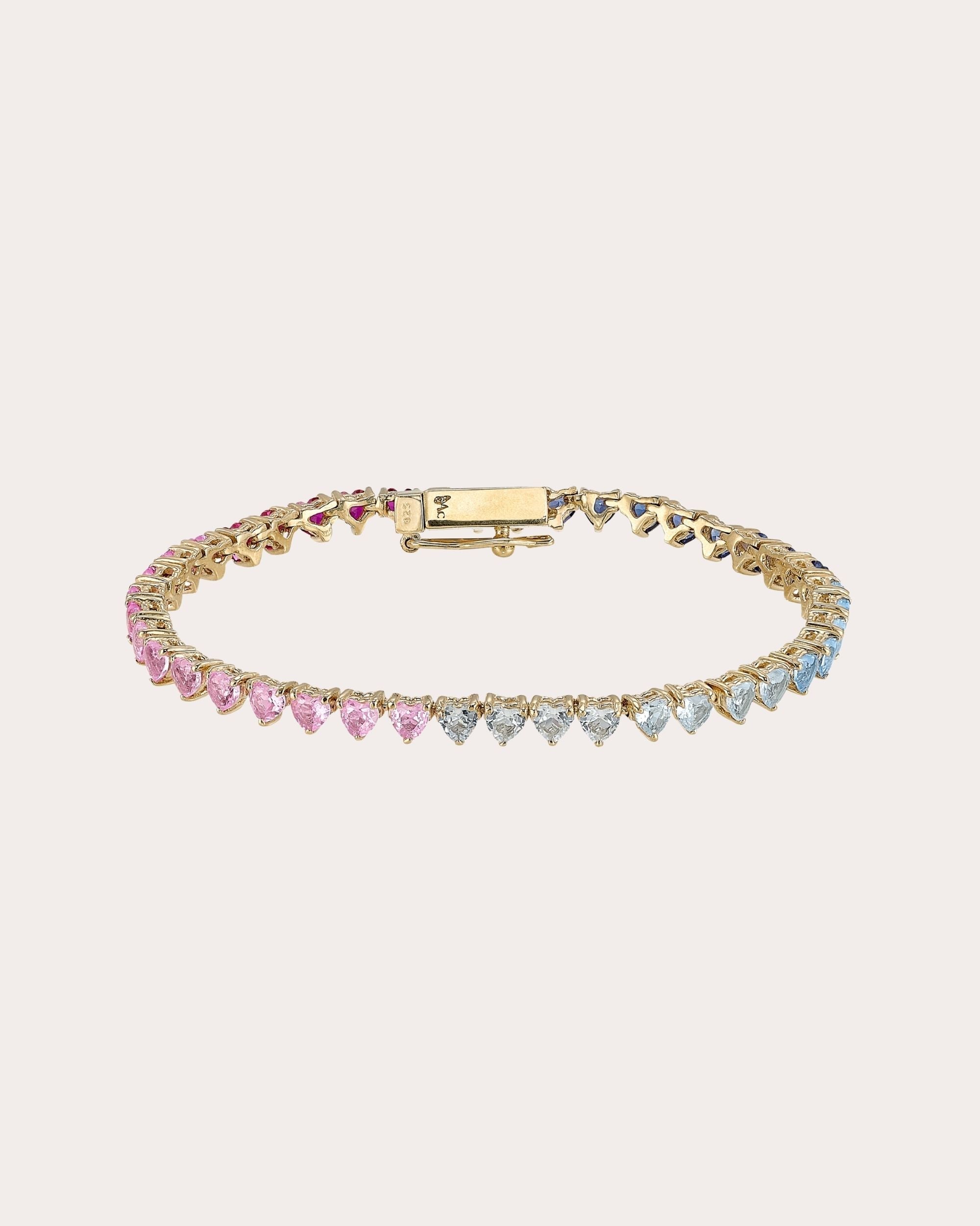 Petite 18K Gold Vermeil Lab-Grown Multi-Stone Eternity Heart Bracelet