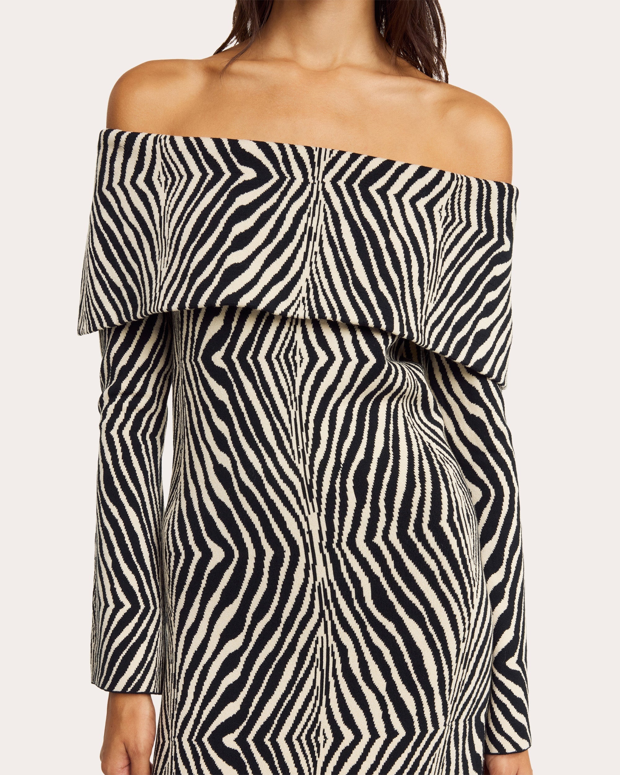 Bennie Printed Stretch-Knit Off-the-Shoulder Midi Dress
