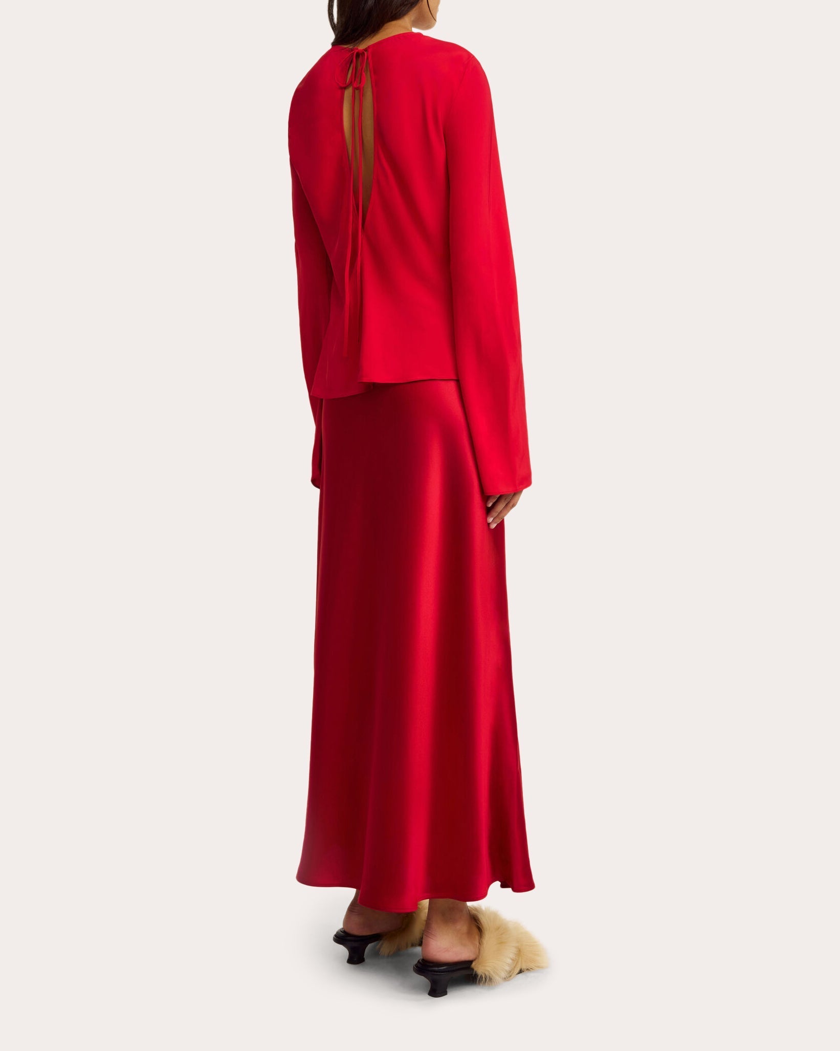 Priscilla Satin Long-Sleeve Top
