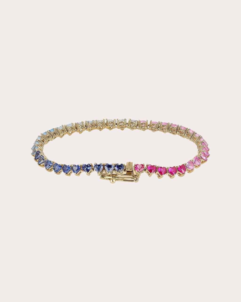 Petite 18K Gold Vermeil Lab-Grown Multi-Stone Eternity Heart Bracelet