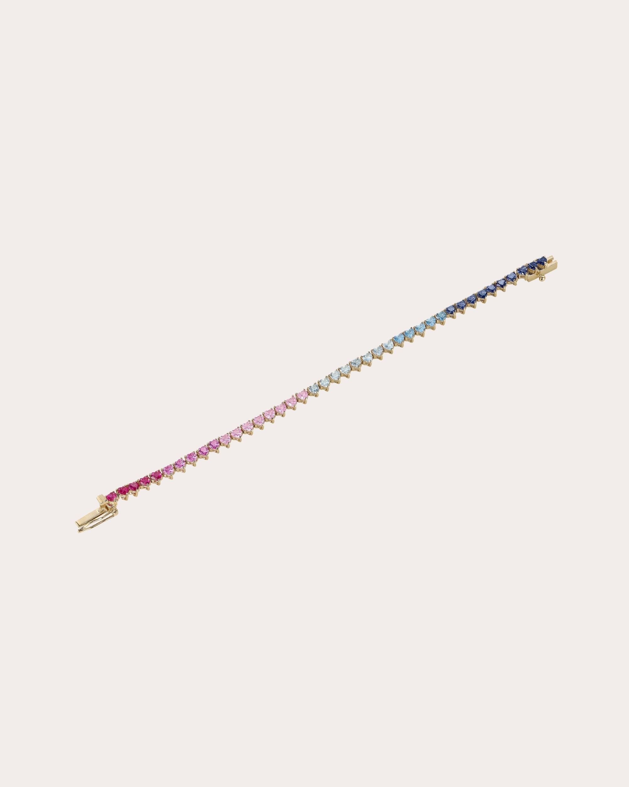 Petite 18K Gold Vermeil Lab-Grown Multi-Stone Eternity Heart Bracelet