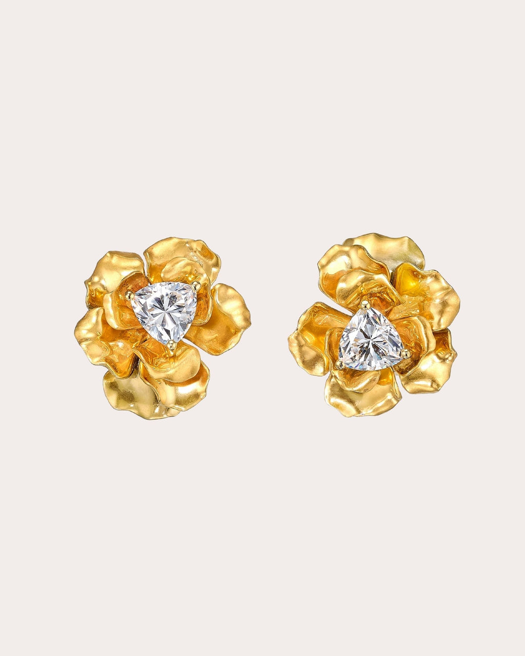 Reine De Soleil 24K PVD Gold and Silver Vermeil Lab-Grown Diamond Stud Earrings