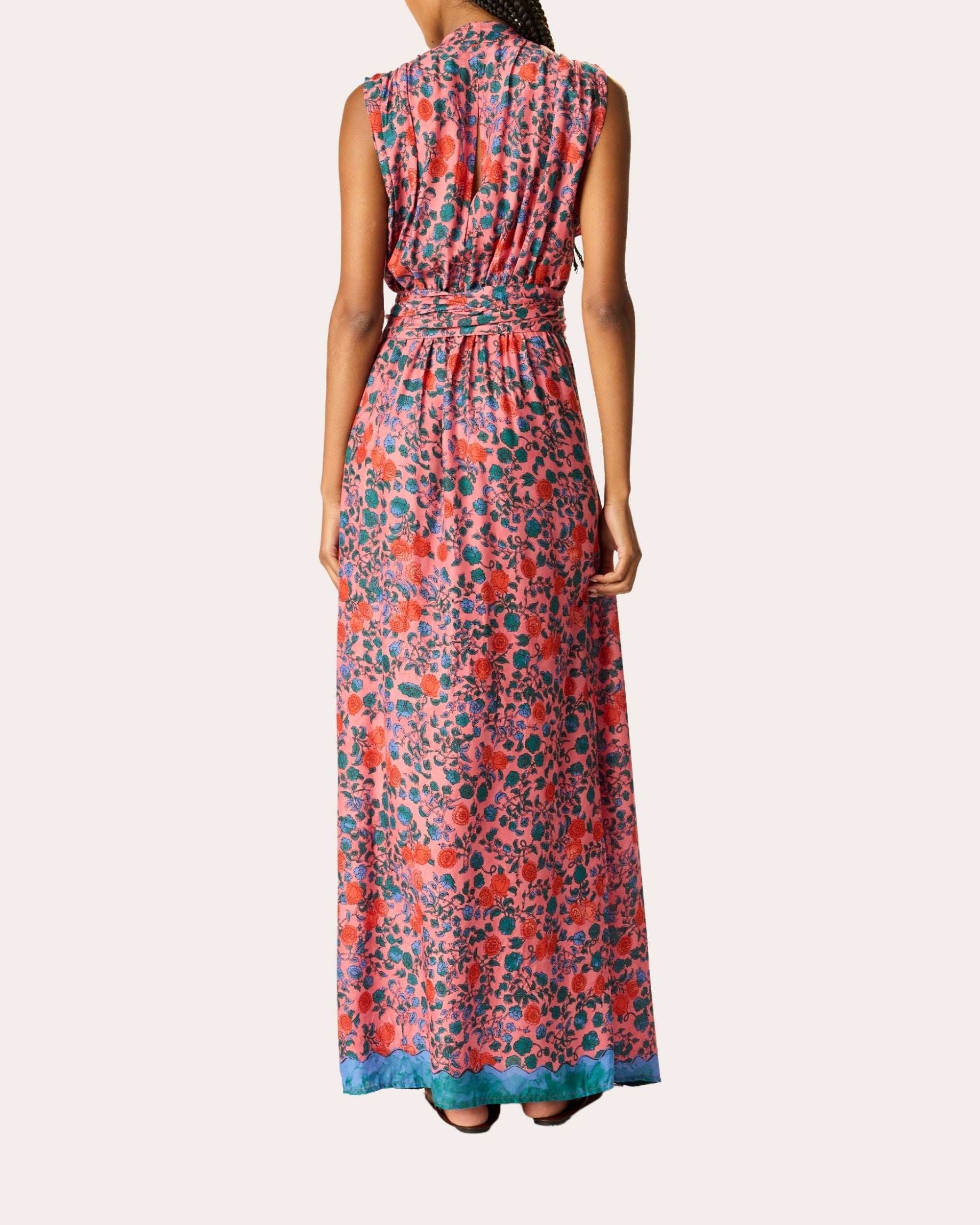 Nico Floral Belted Sleeveless Maxi Dress