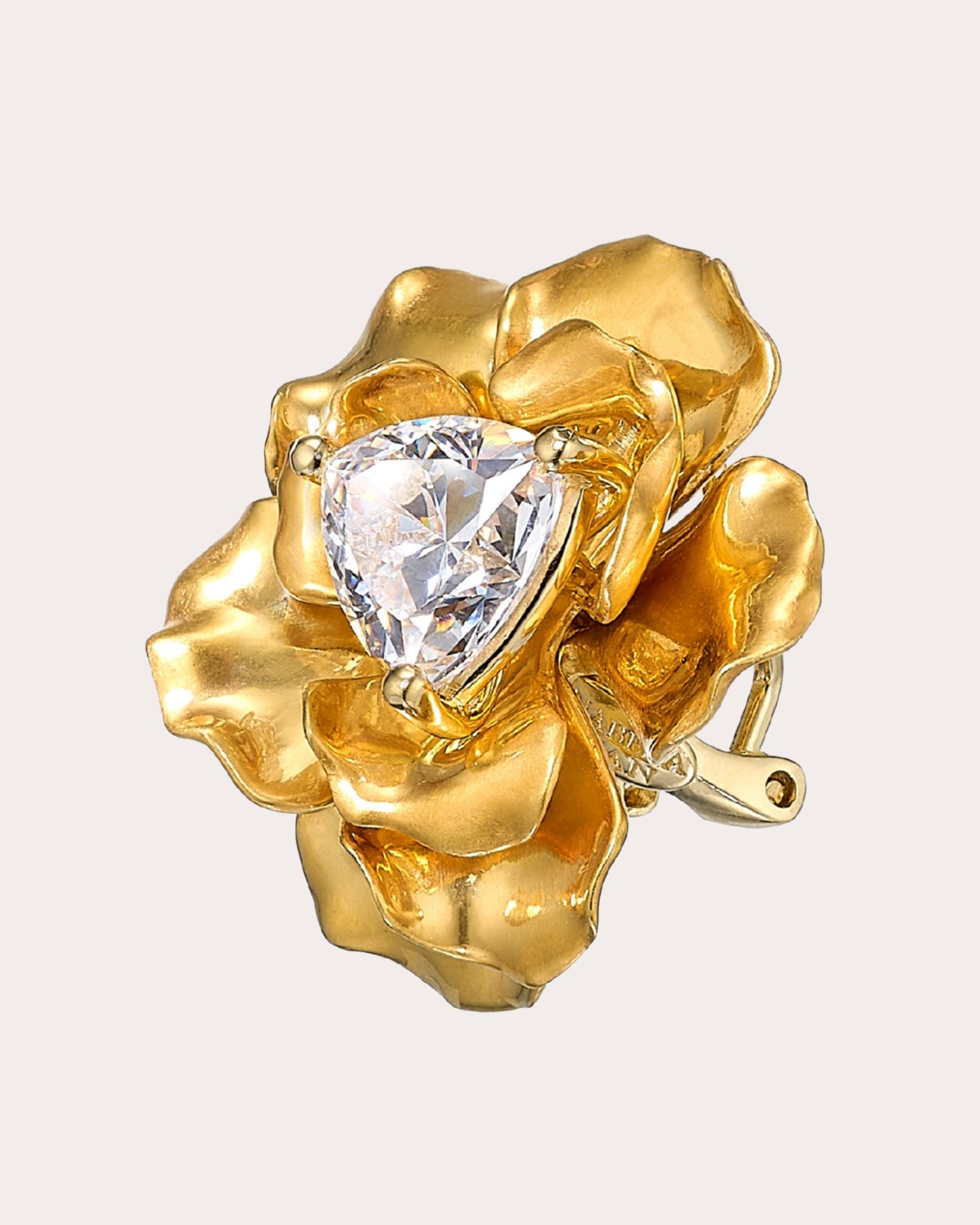 Reine De Soleil 24K PVD Gold and Silver Vermeil Lab-Grown Diamond Stud Earrings