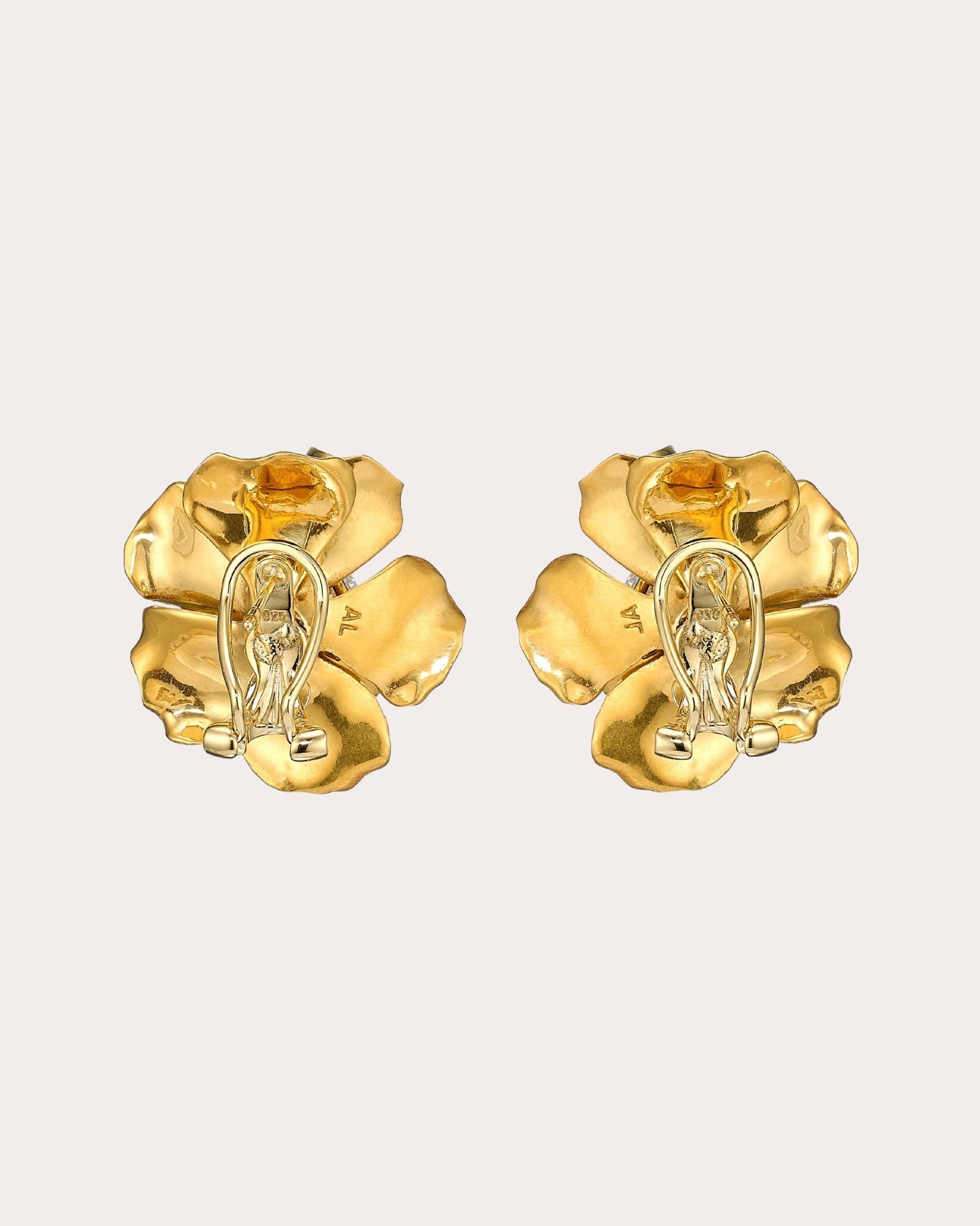 Reine De Soleil 24K PVD Gold and Silver Vermeil Lab-Grown Diamond Stud Earrings