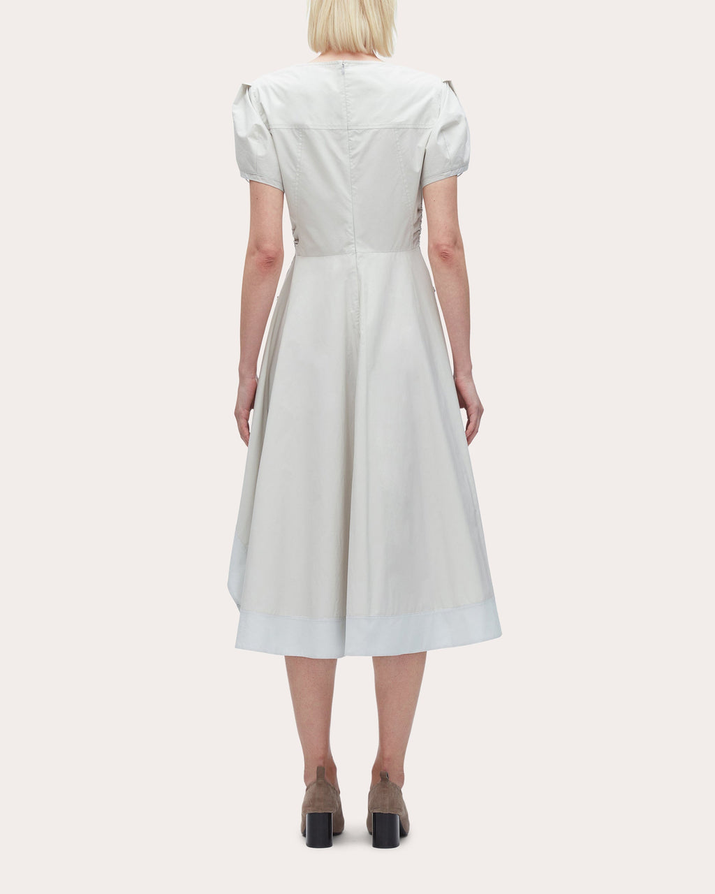 Techno Poplin V-Neck Midi Dress