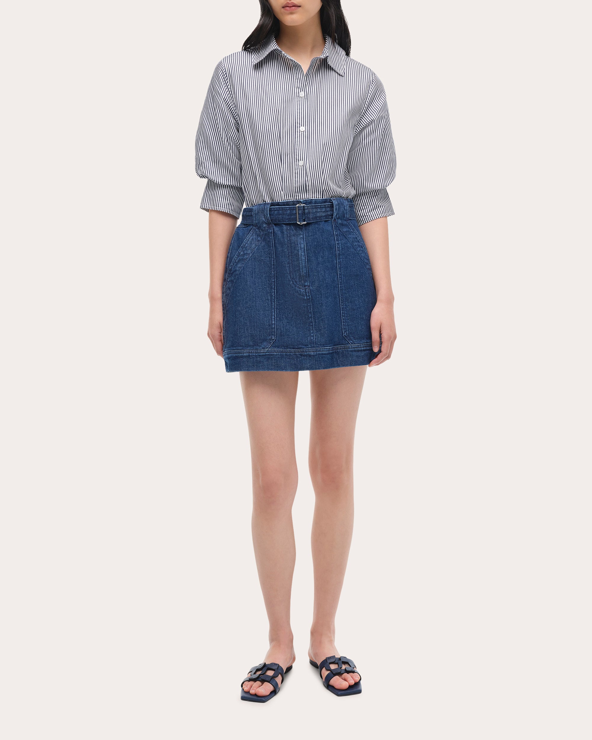 Harlowe Cotton Combo Denim Shirt Dress