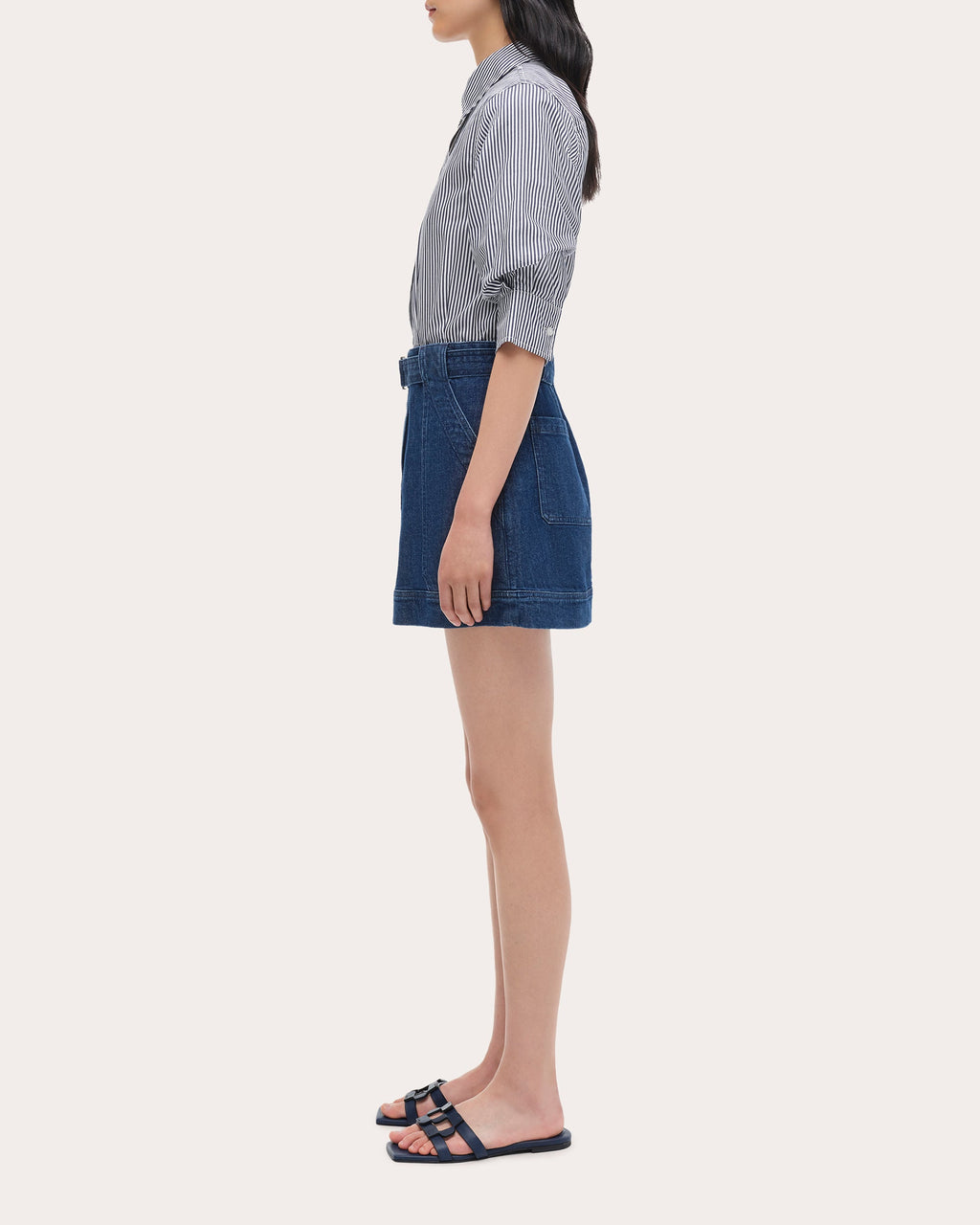 Harlowe Cotton Combo Denim Shirt Dress